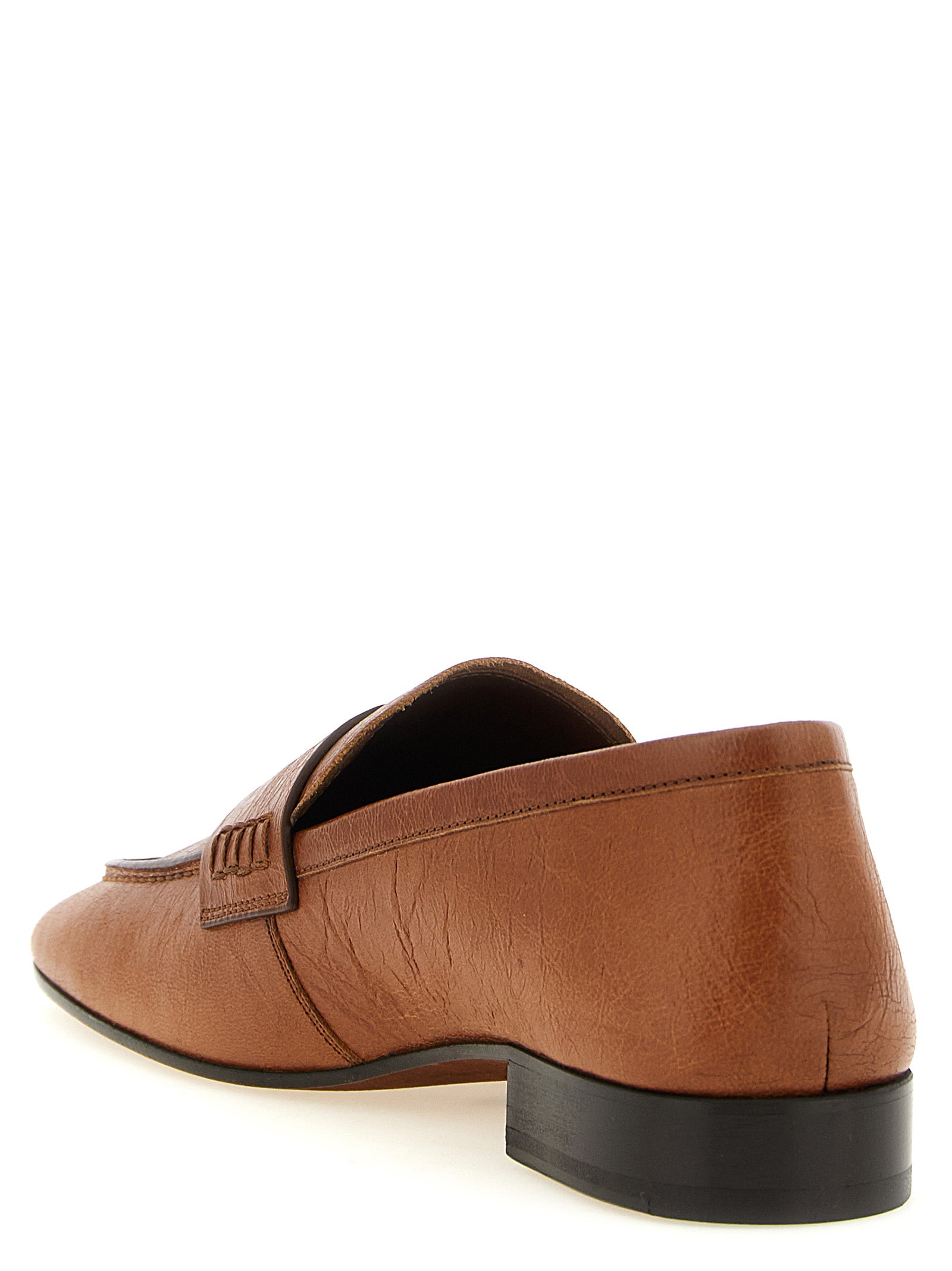 Brown Lamb Leather Slip-On Loafers