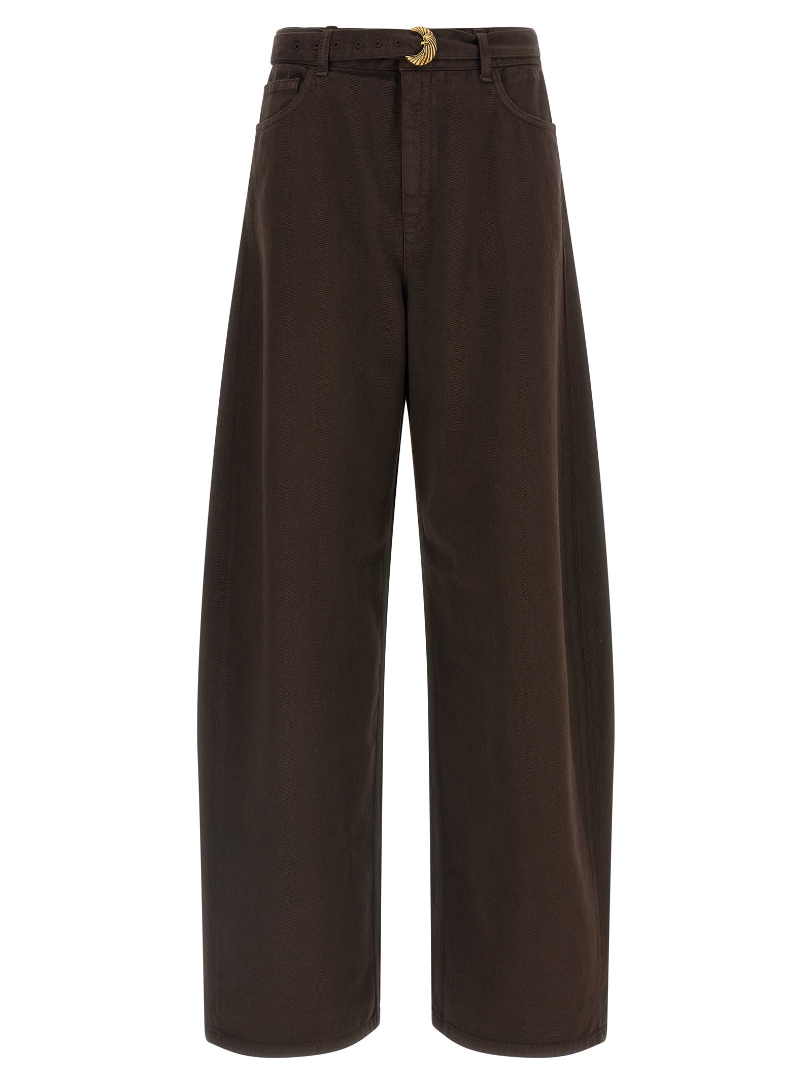 Brown Cotton High-Waisted Jean