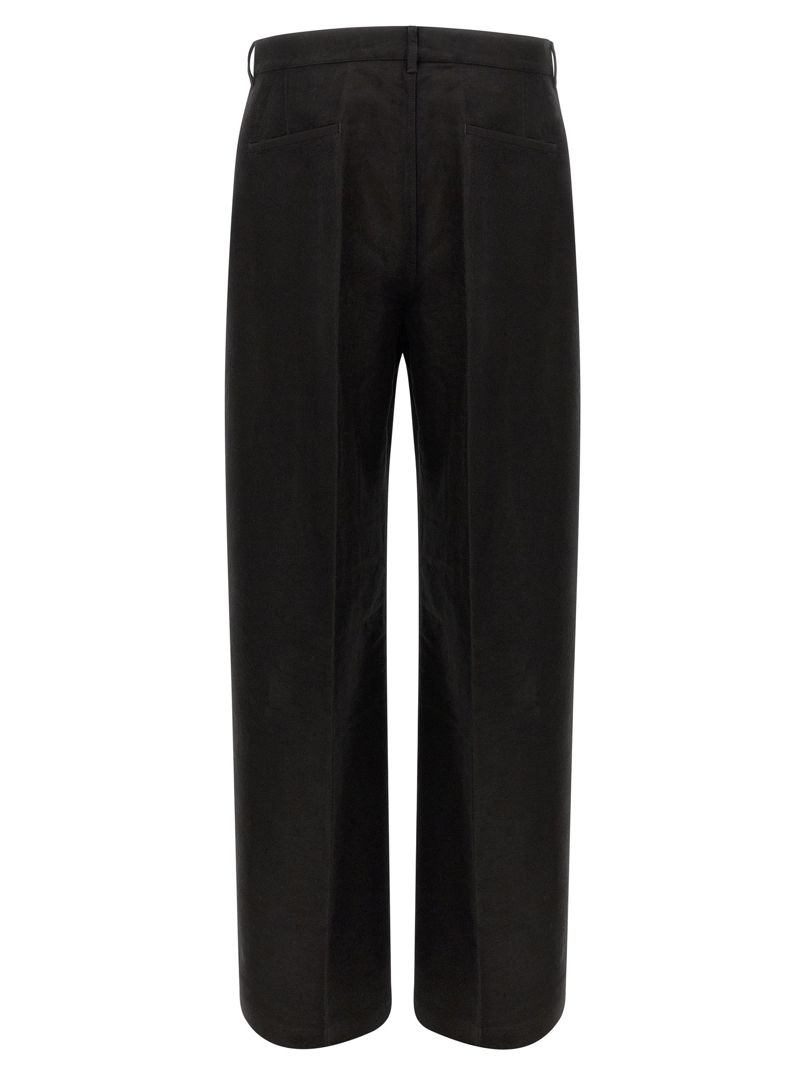 Black Ramie Casual Pants