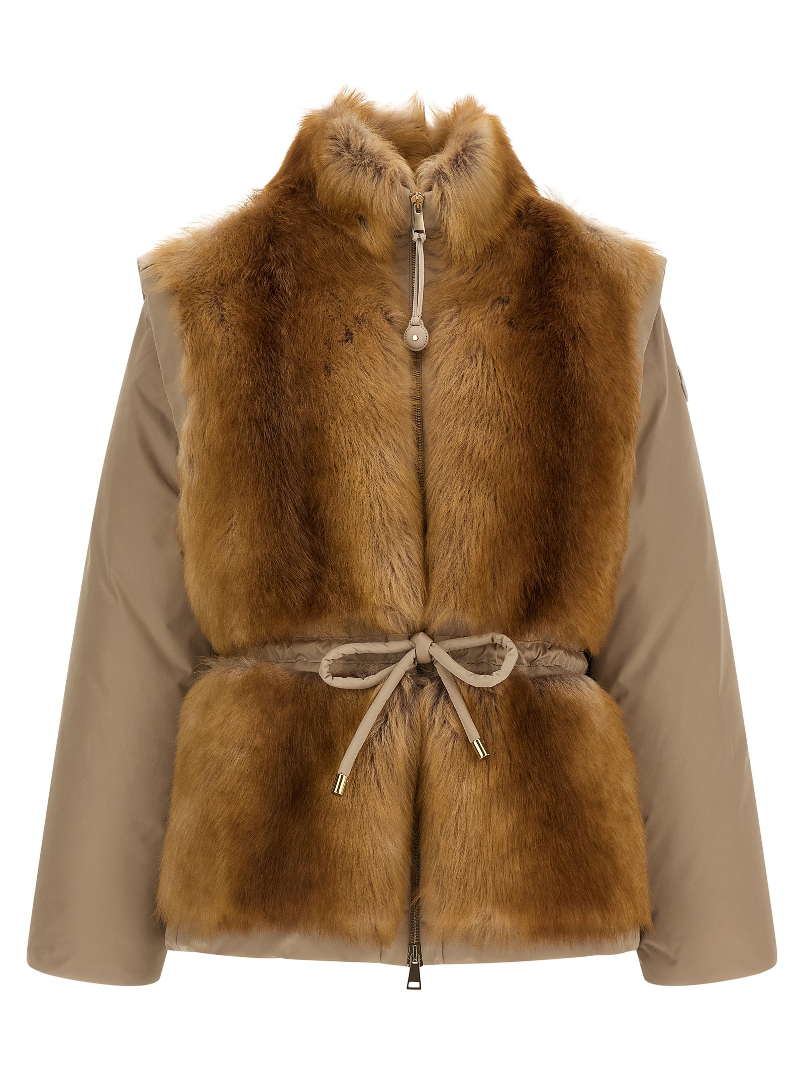 Beige Polyester Sleeveless Jacket