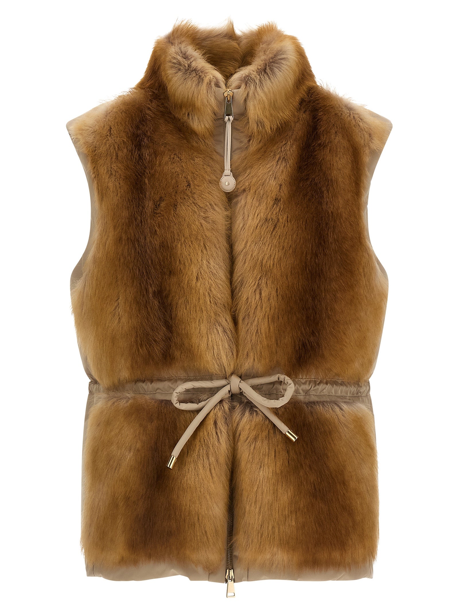 Beige Polyester Sleeveless Jacket