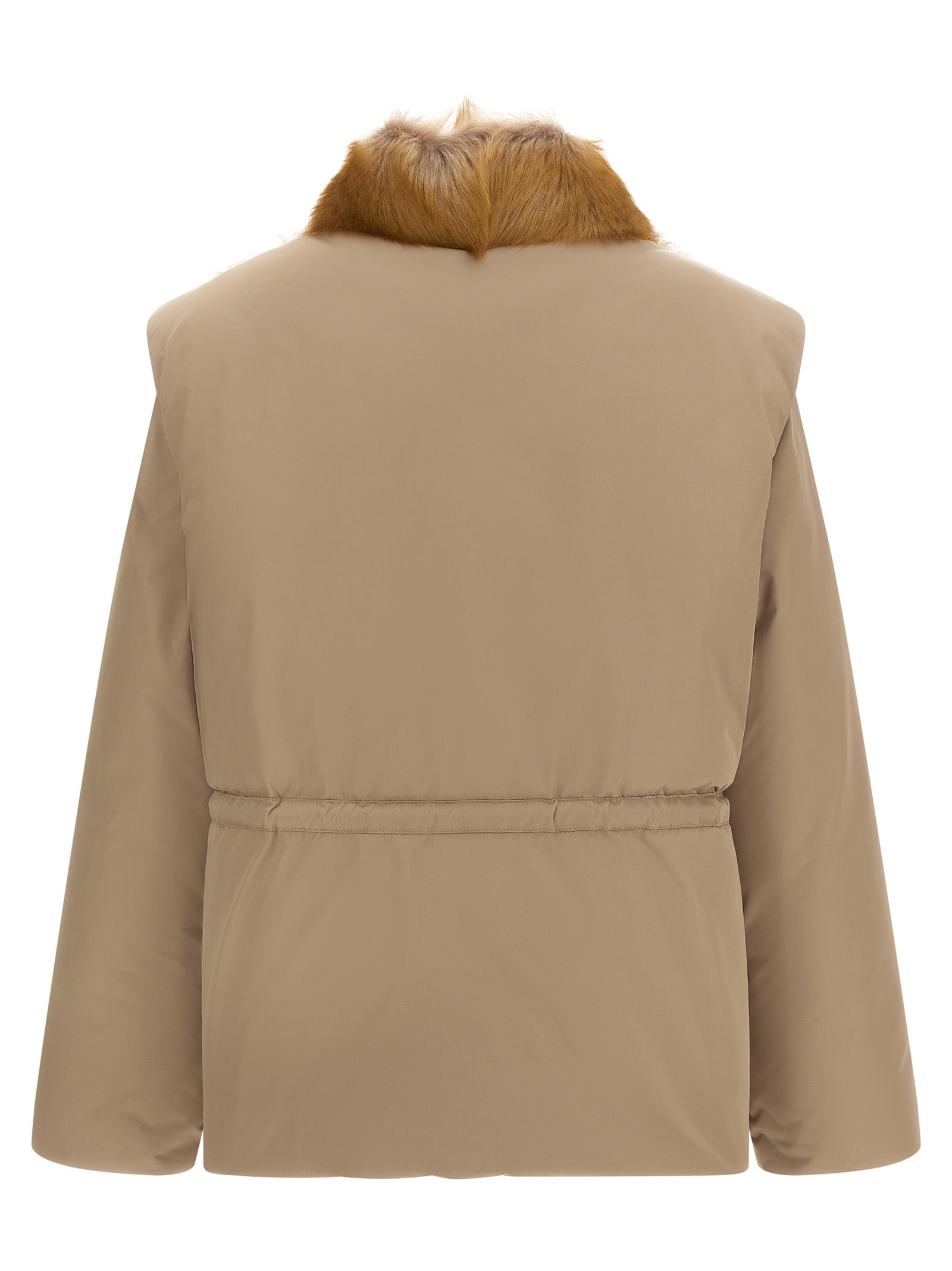 Beige Polyester Sleeveless Jacket