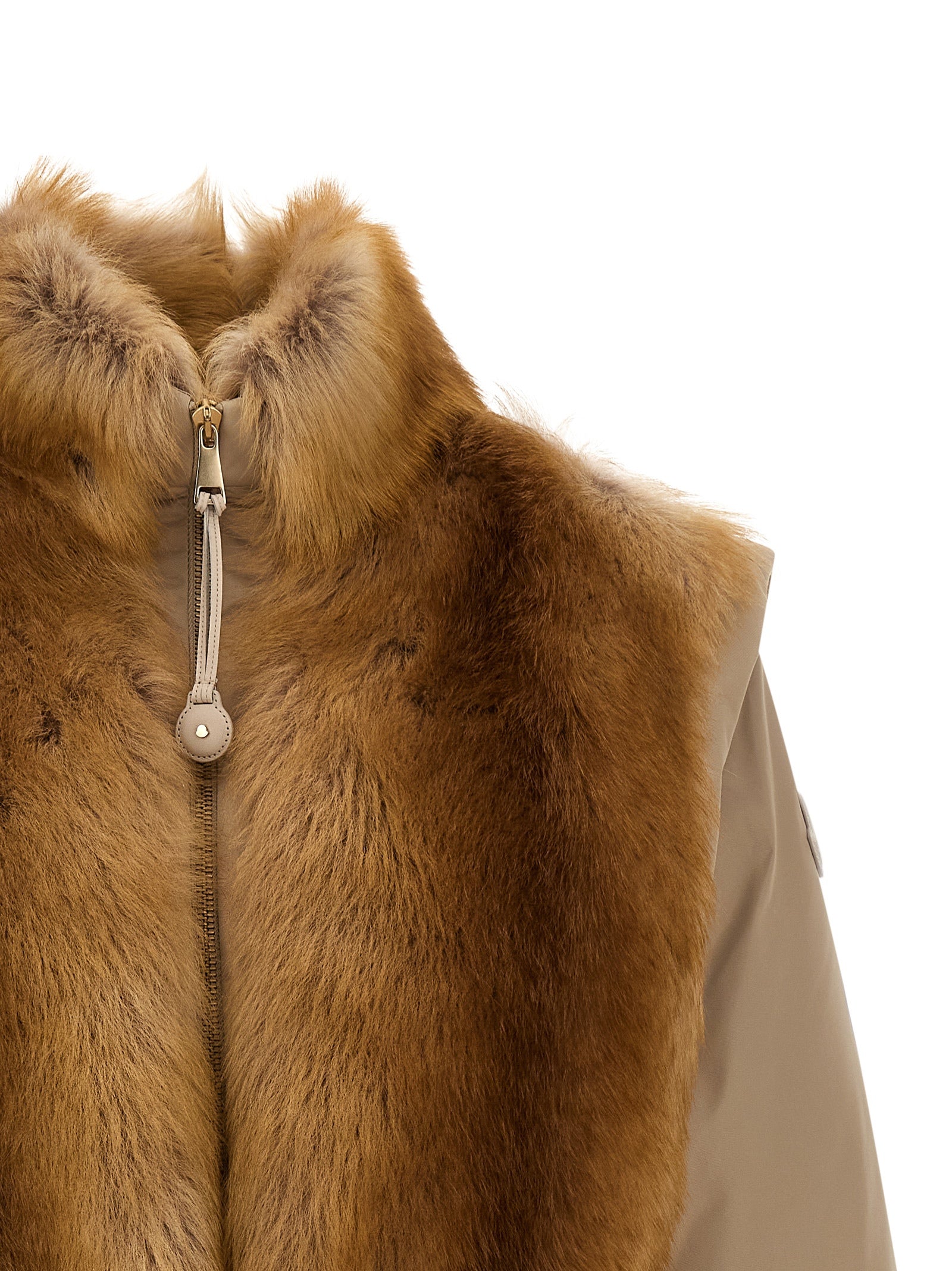 Beige Polyester Sleeveless Jacket