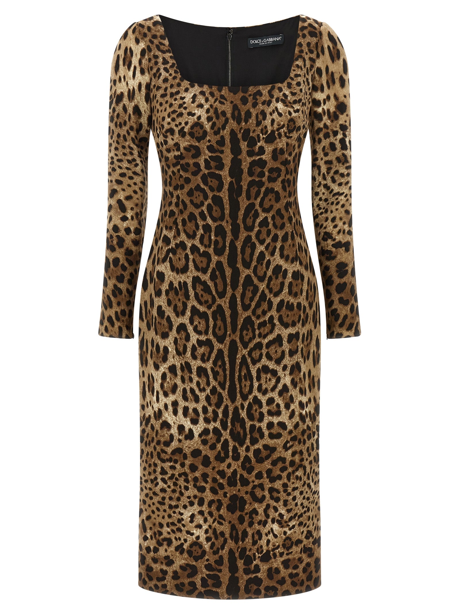 Brown Viscose Midi Dress