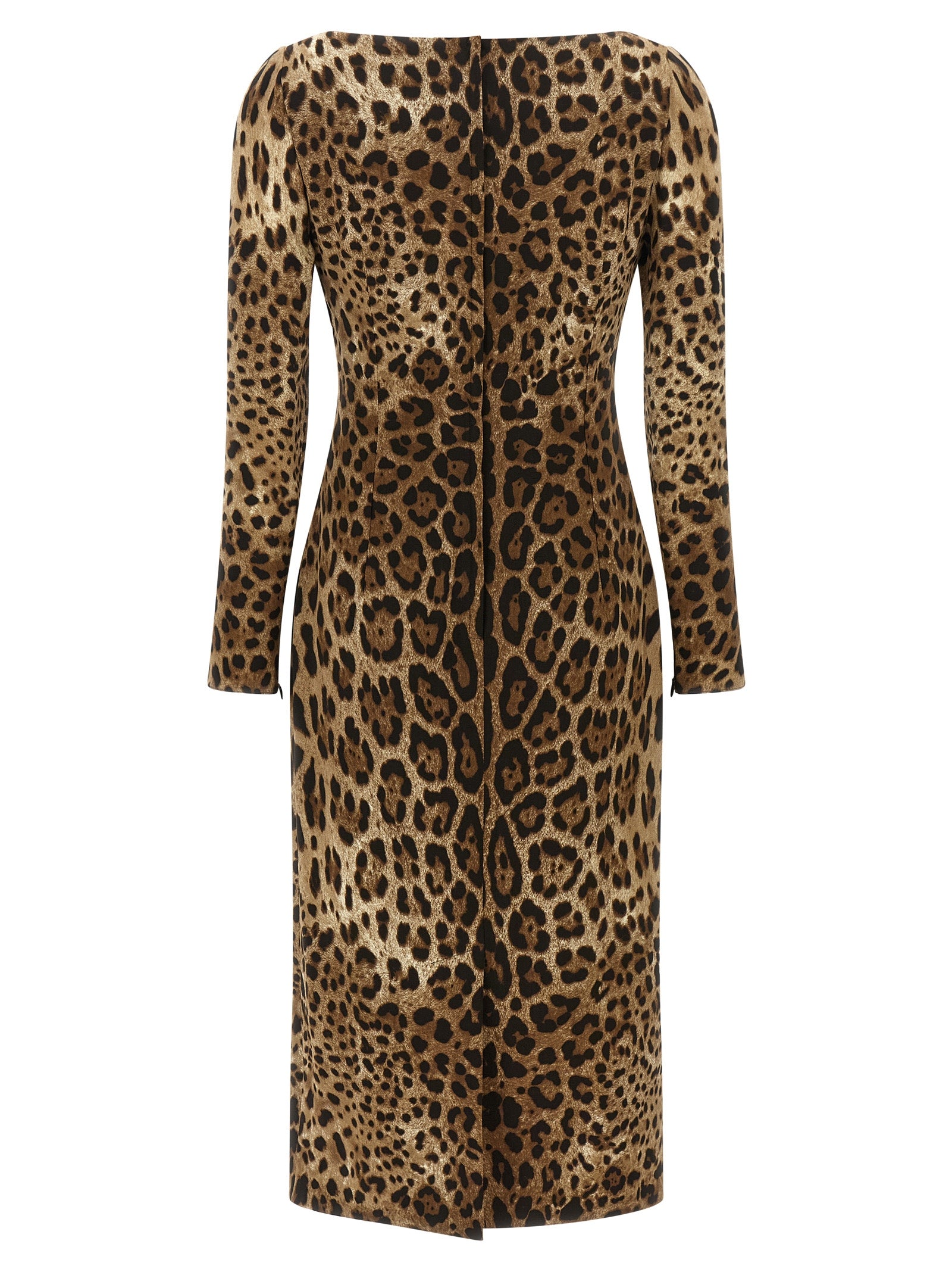 Brown Viscose Midi Dress