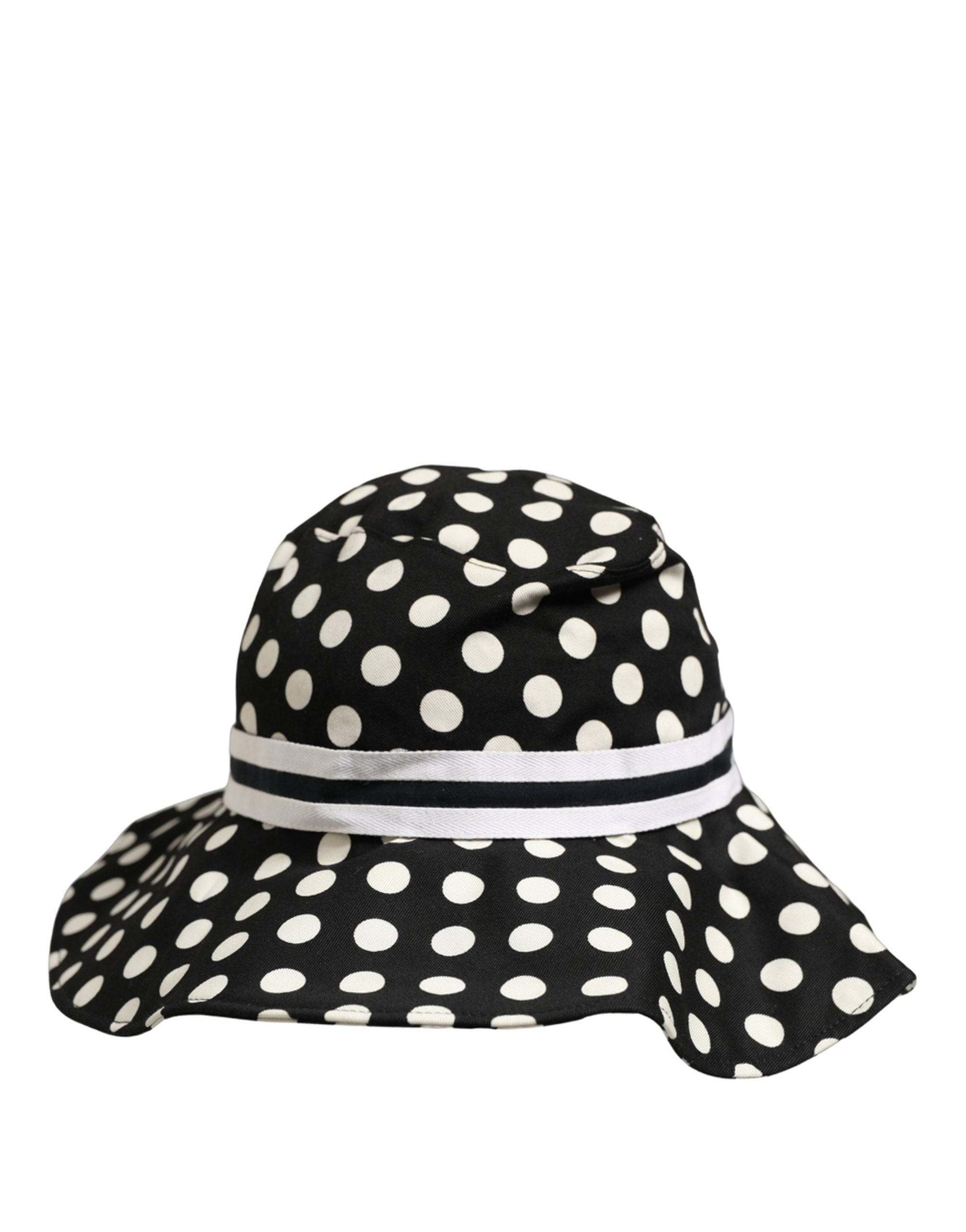Black White Polka Dot Cotton Bucket Capello Hat