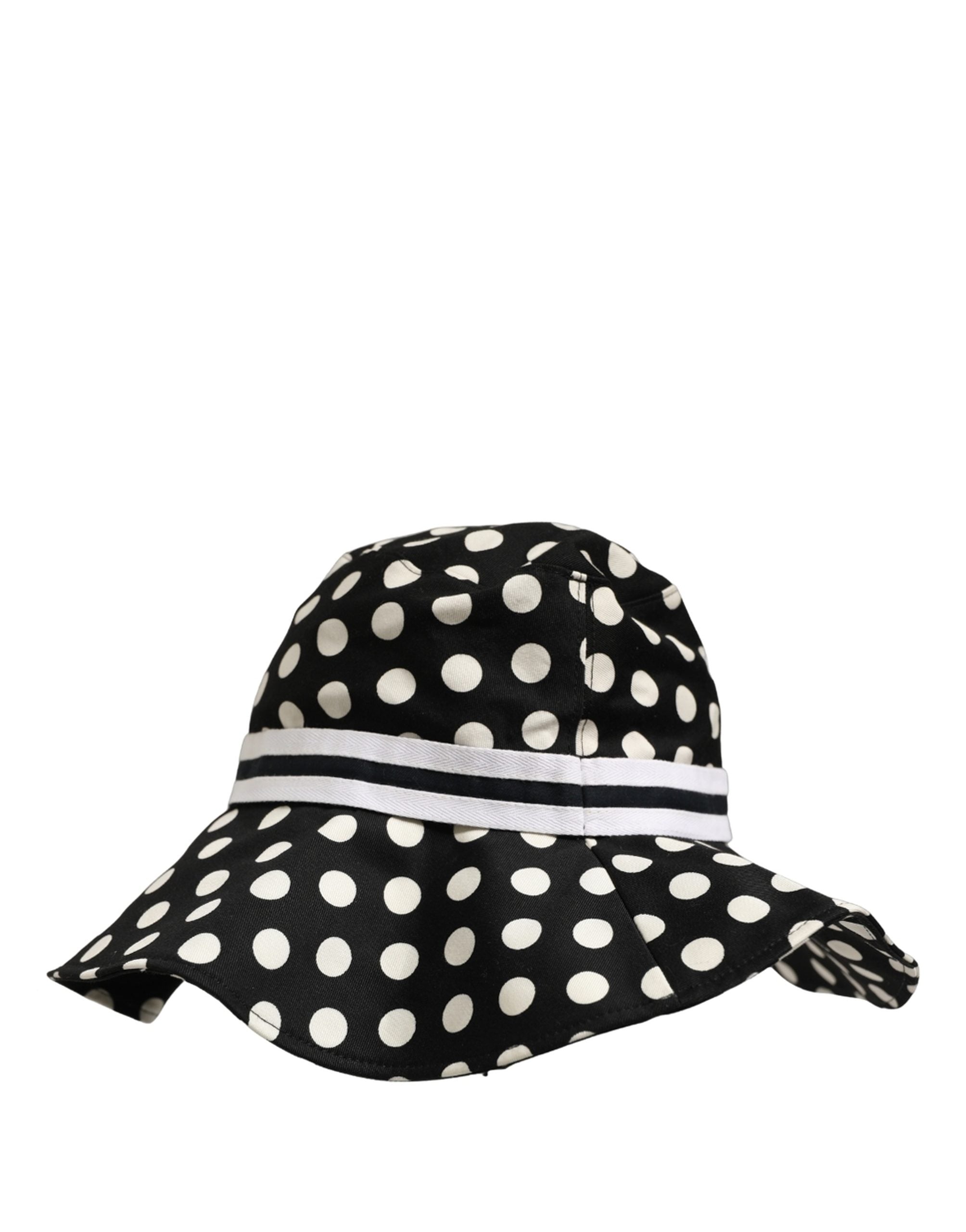 Black White Polka Dot Cotton Bucket Capello Hat