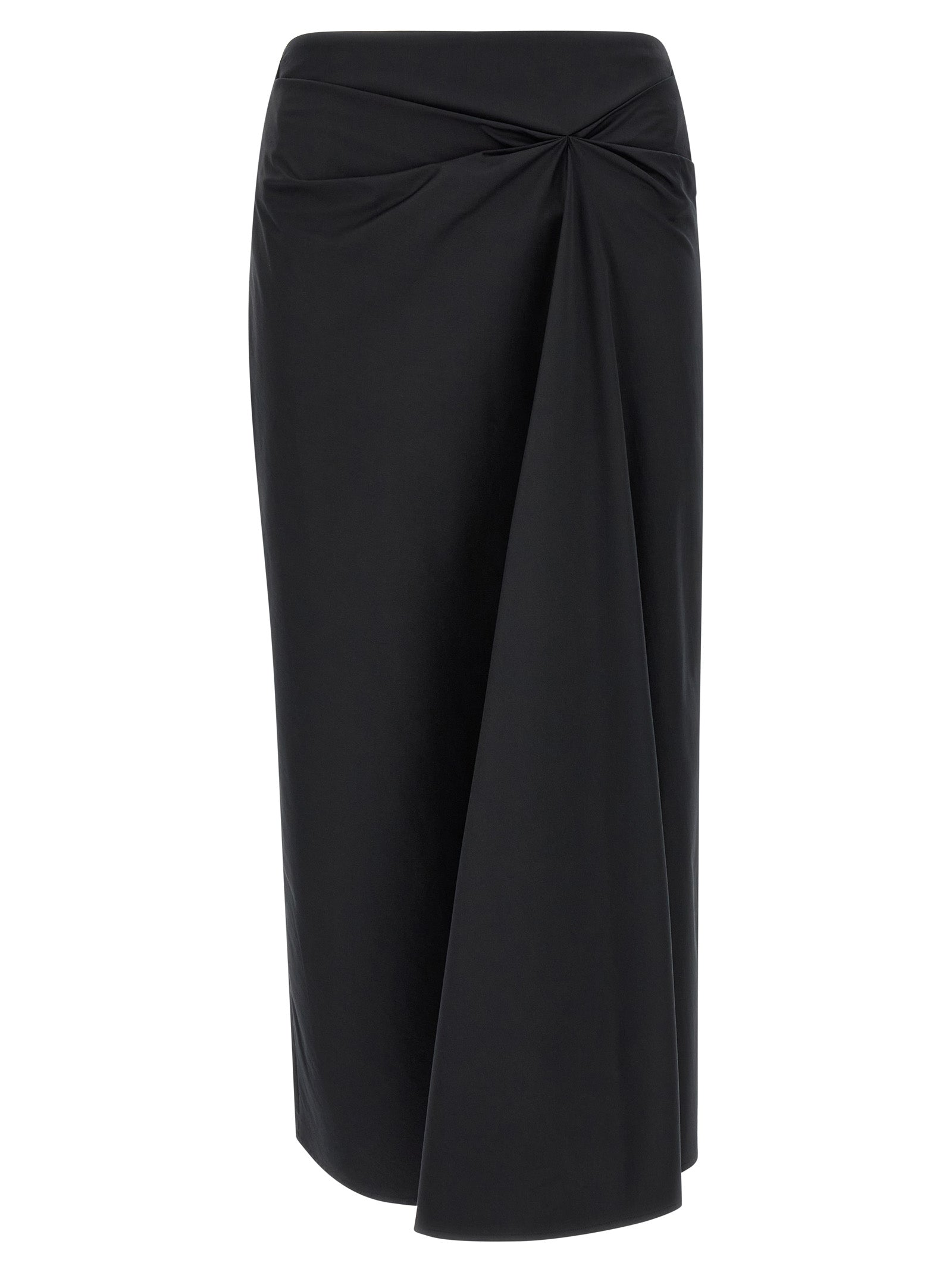 Black Cotton Midi Skirt