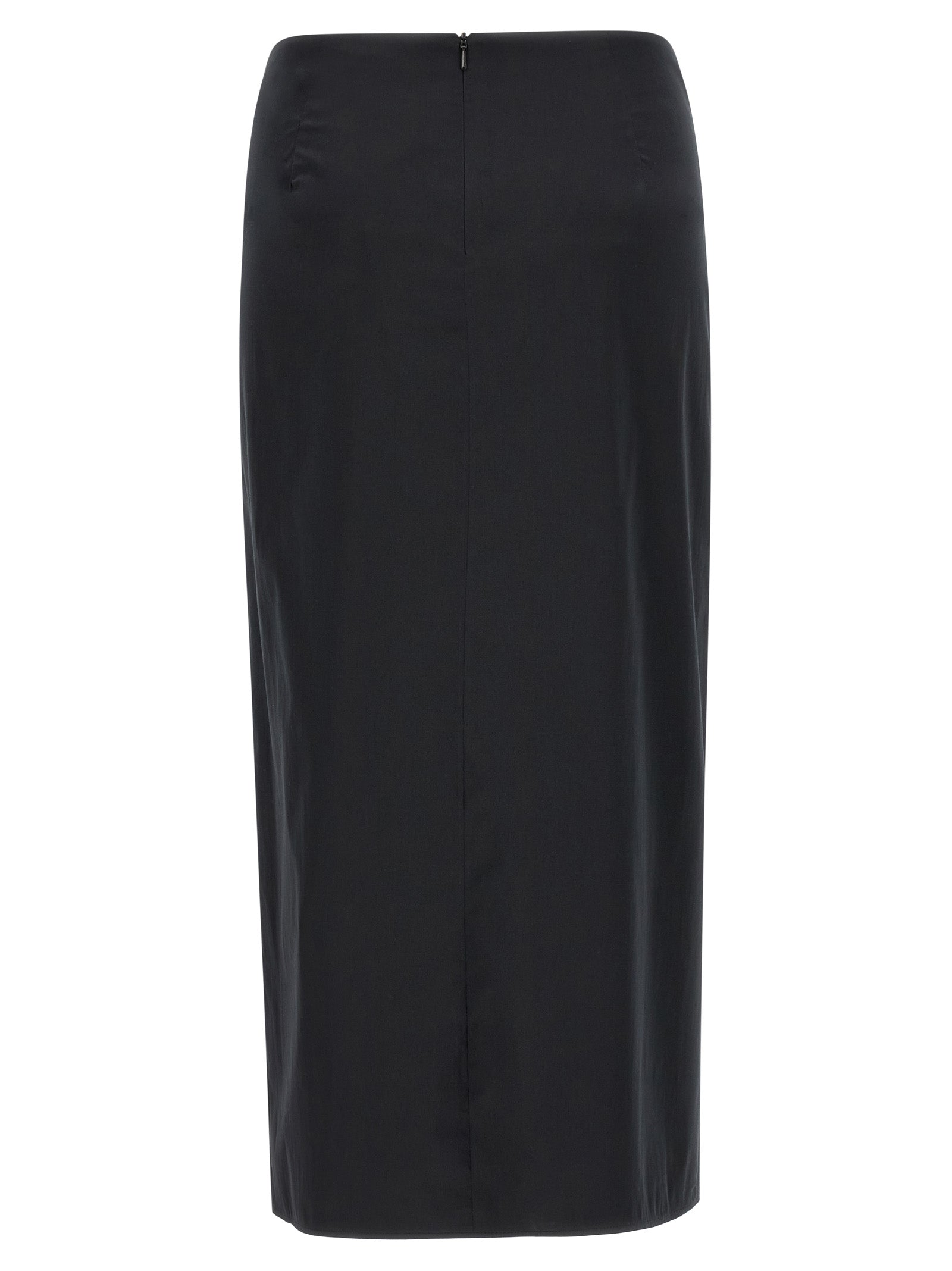 Black Cotton Midi Skirt