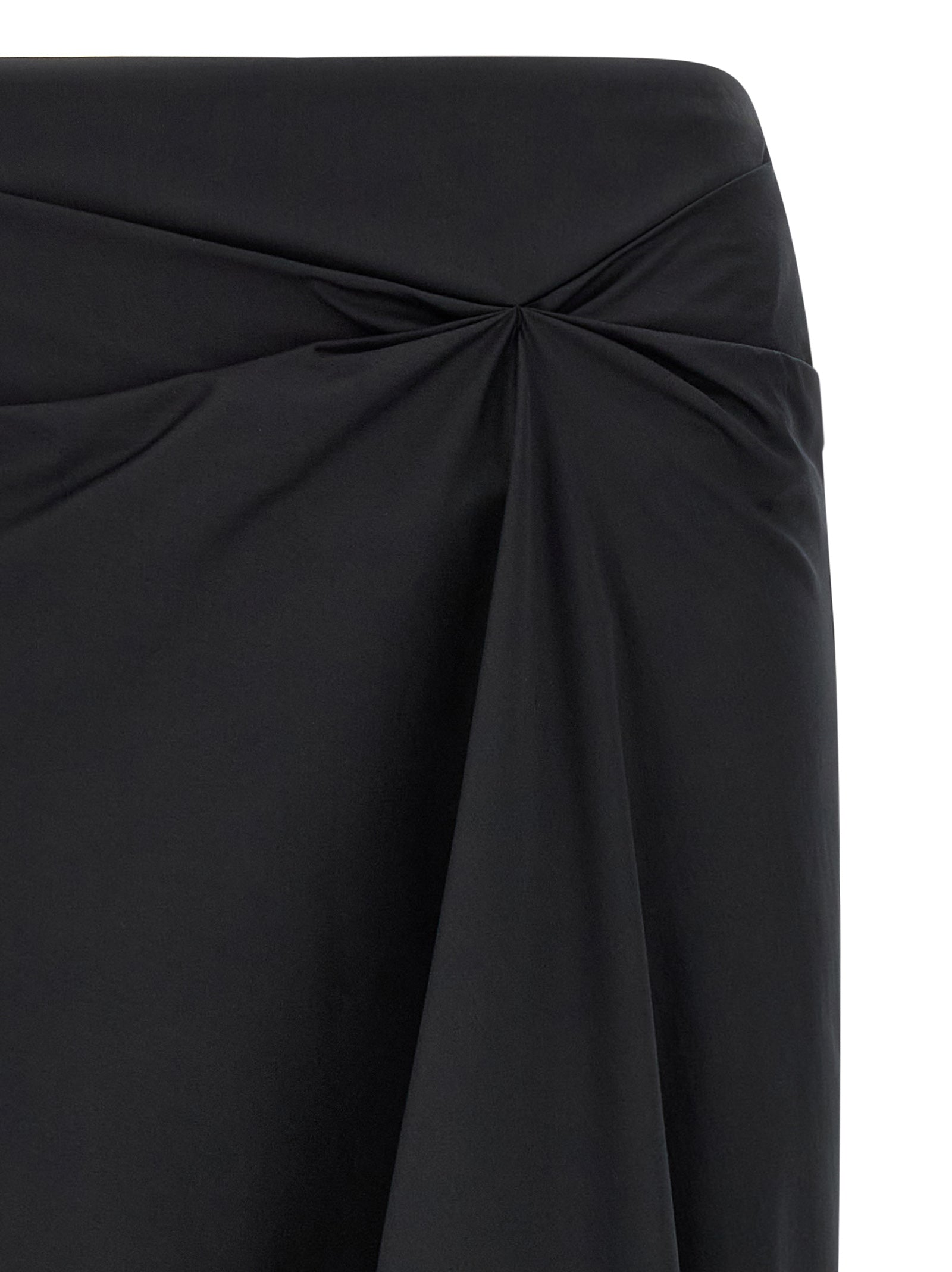 Black Cotton Midi Skirt
