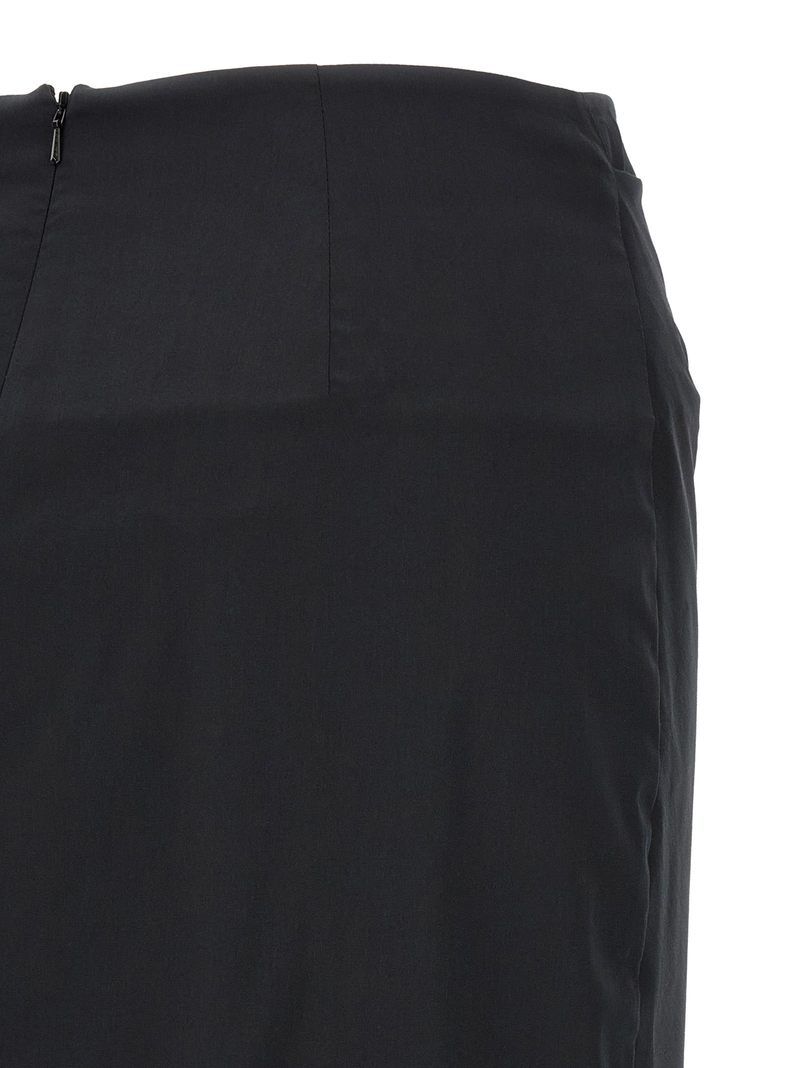 Black Cotton Midi Skirt