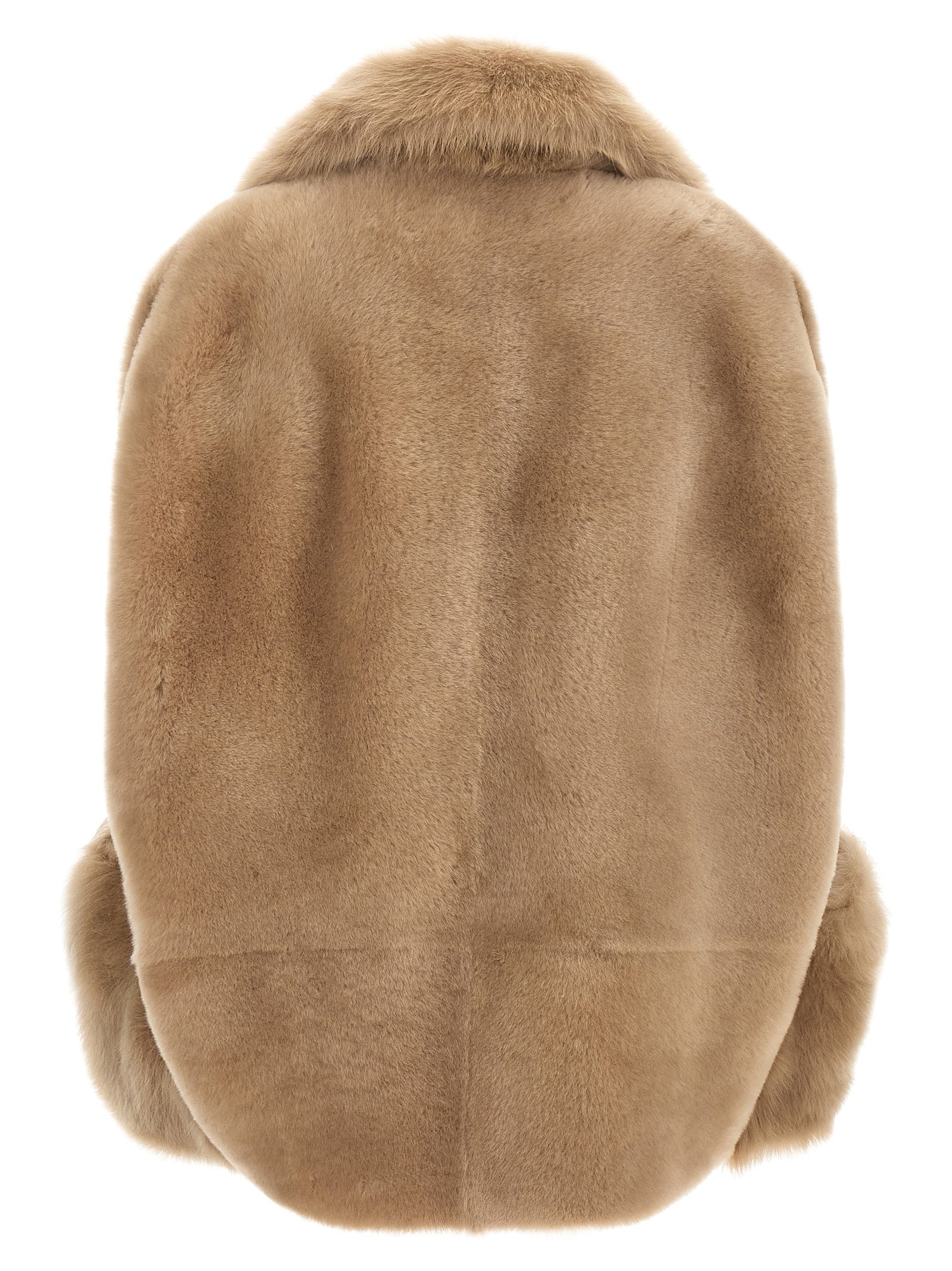 Beige Lamb Fur Sleeveless Jacket