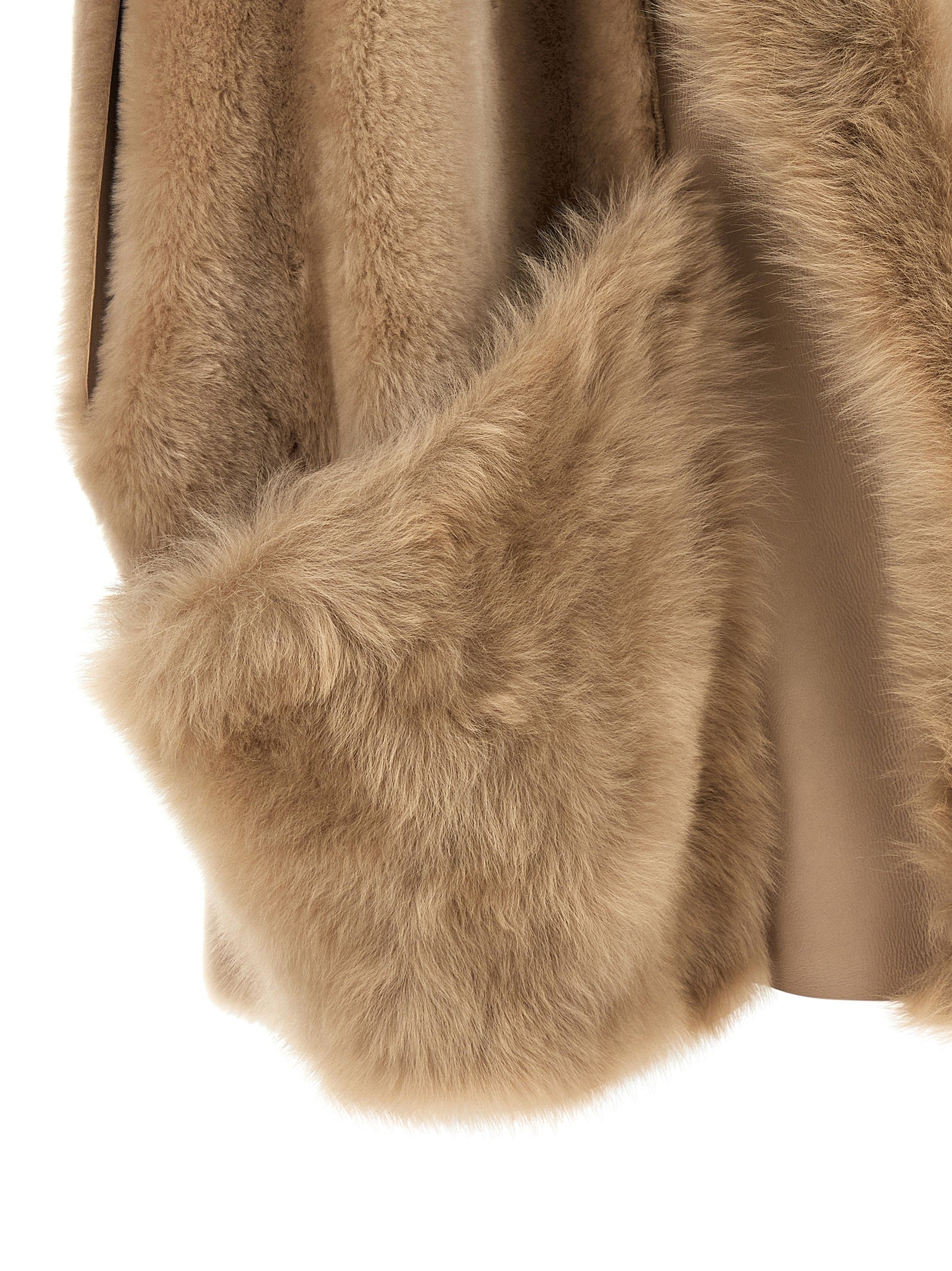 Beige Lamb Fur Sleeveless Jacket