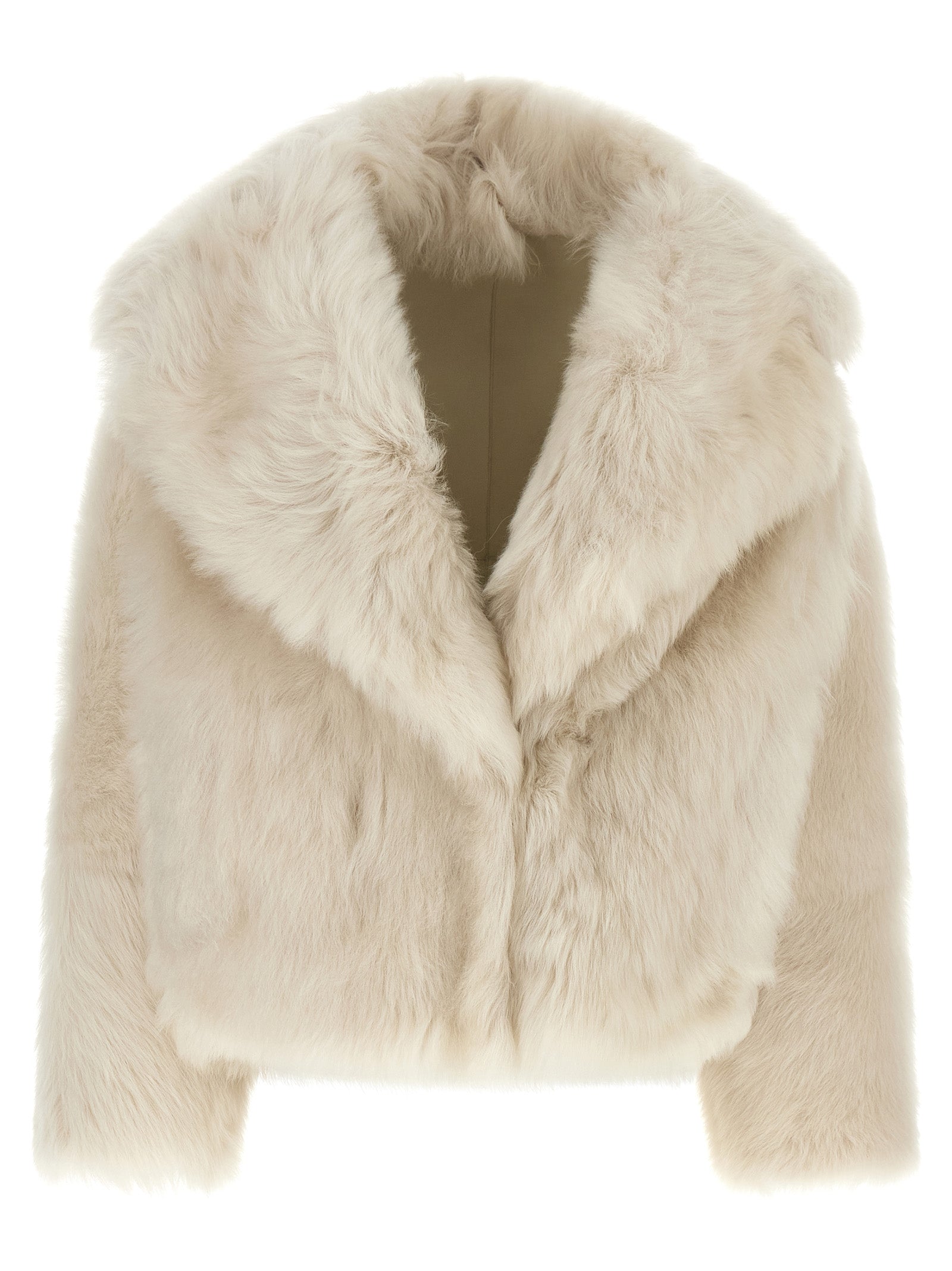 White Lamb Fur Full-Length Jacket