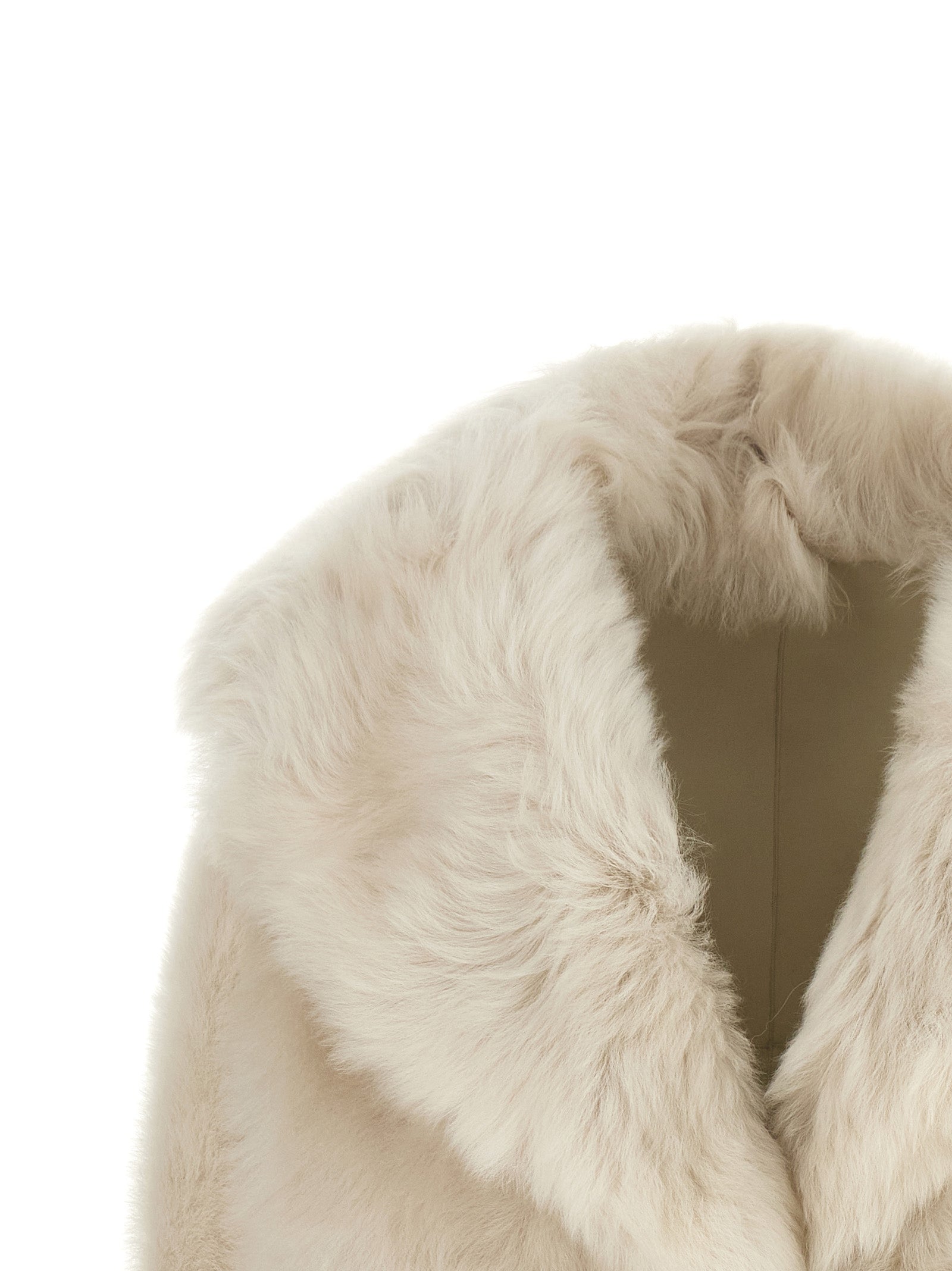 White Lamb Fur Full-Length Jacket