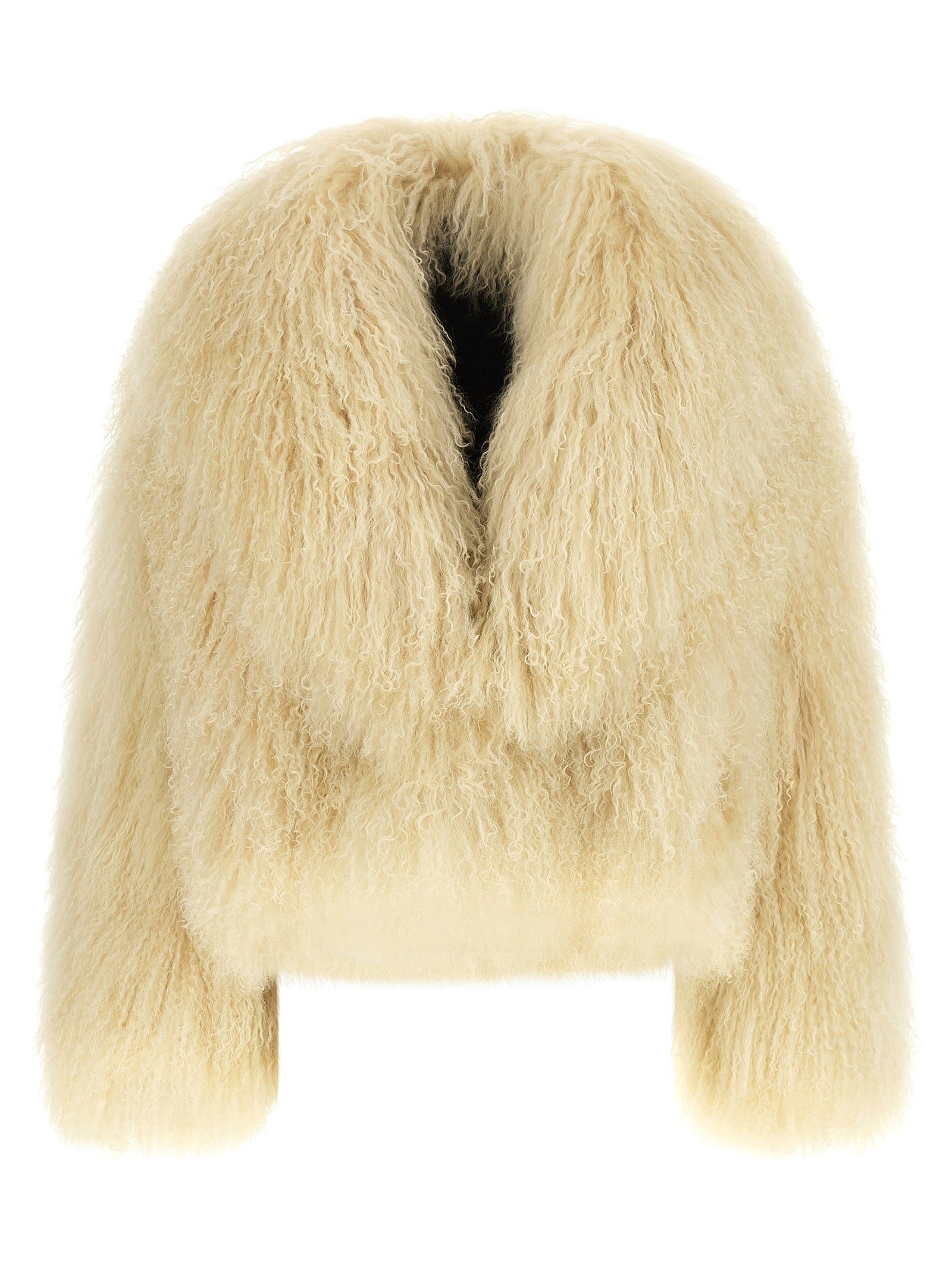 Beige Cashmere Biker Jacket