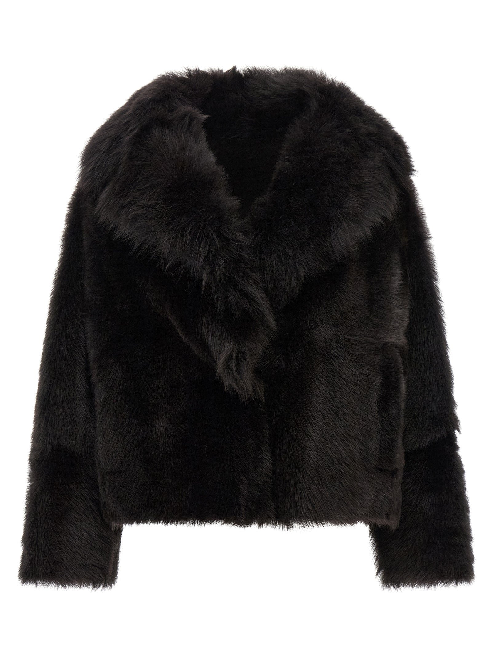 Brown Lamb Fur Full-Length Jacket