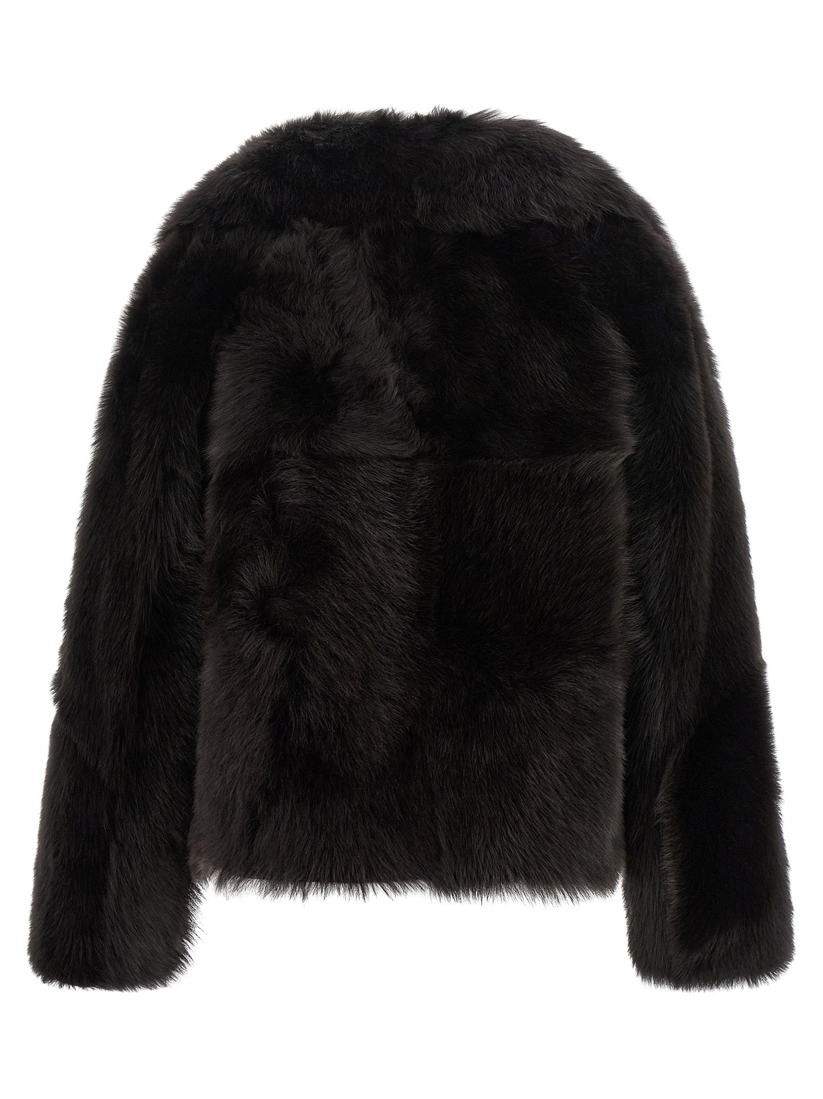 Brown Lamb Fur Full-Length Jacket