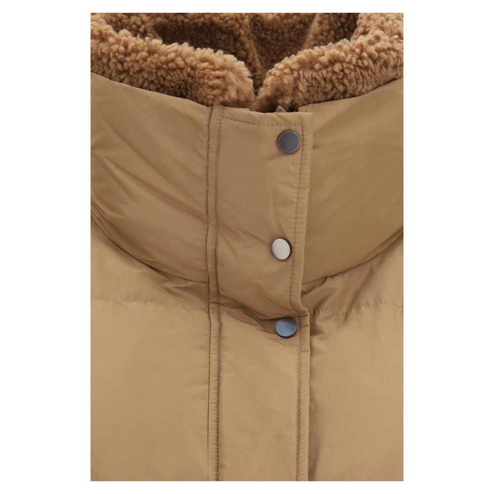 Beige Goose Down Full-Length Jacket