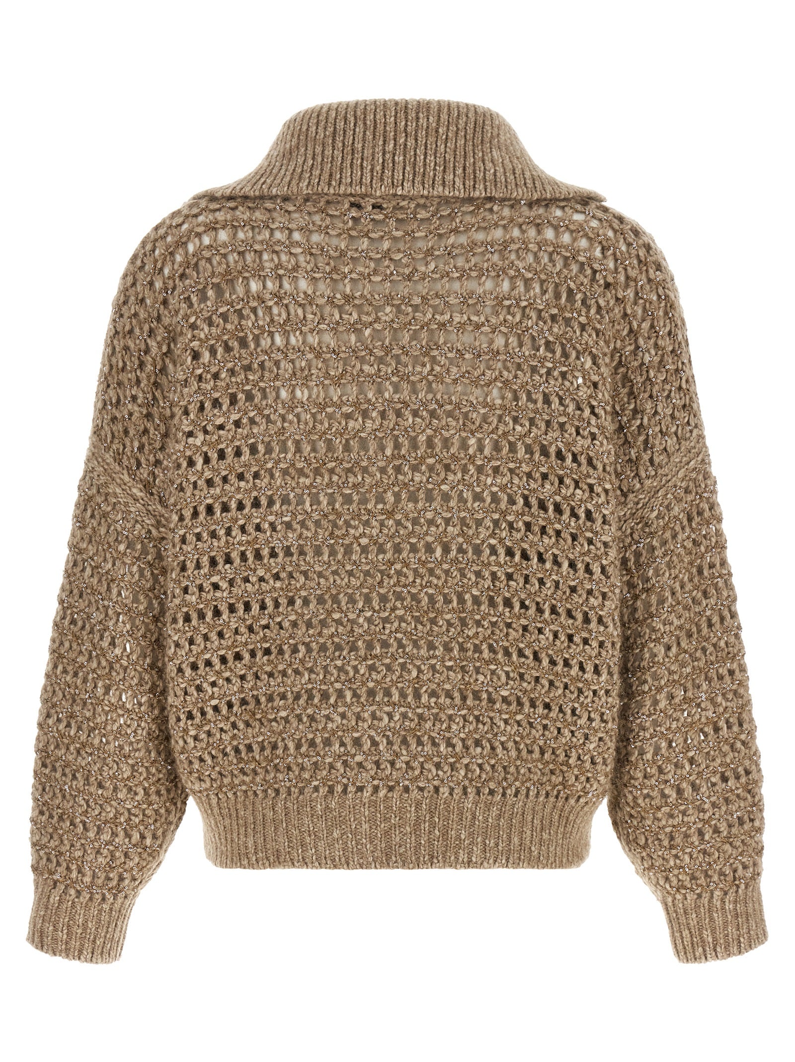 Beige Elastane Cardigan