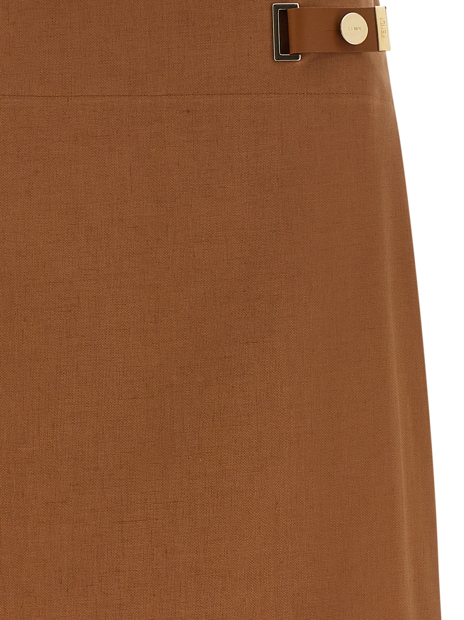 Brown Linen Midi Skirt