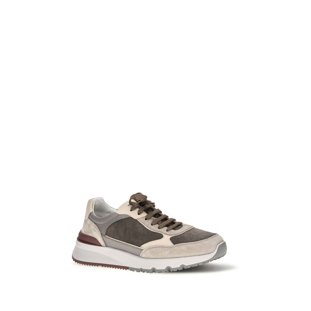 Gray Calf Leather Bos Taurus Chunky Sneakers