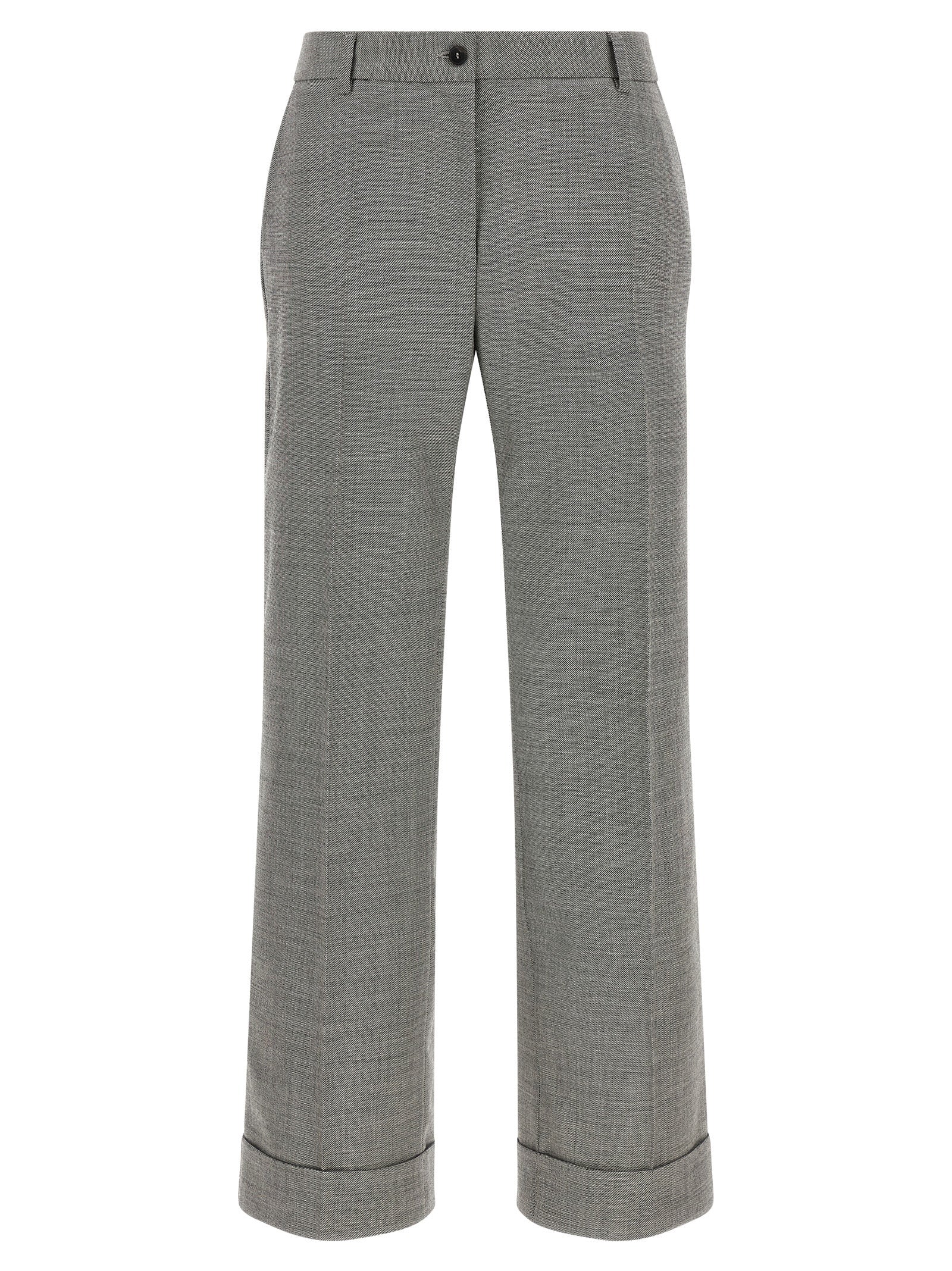 Gray Wool Flared Pants