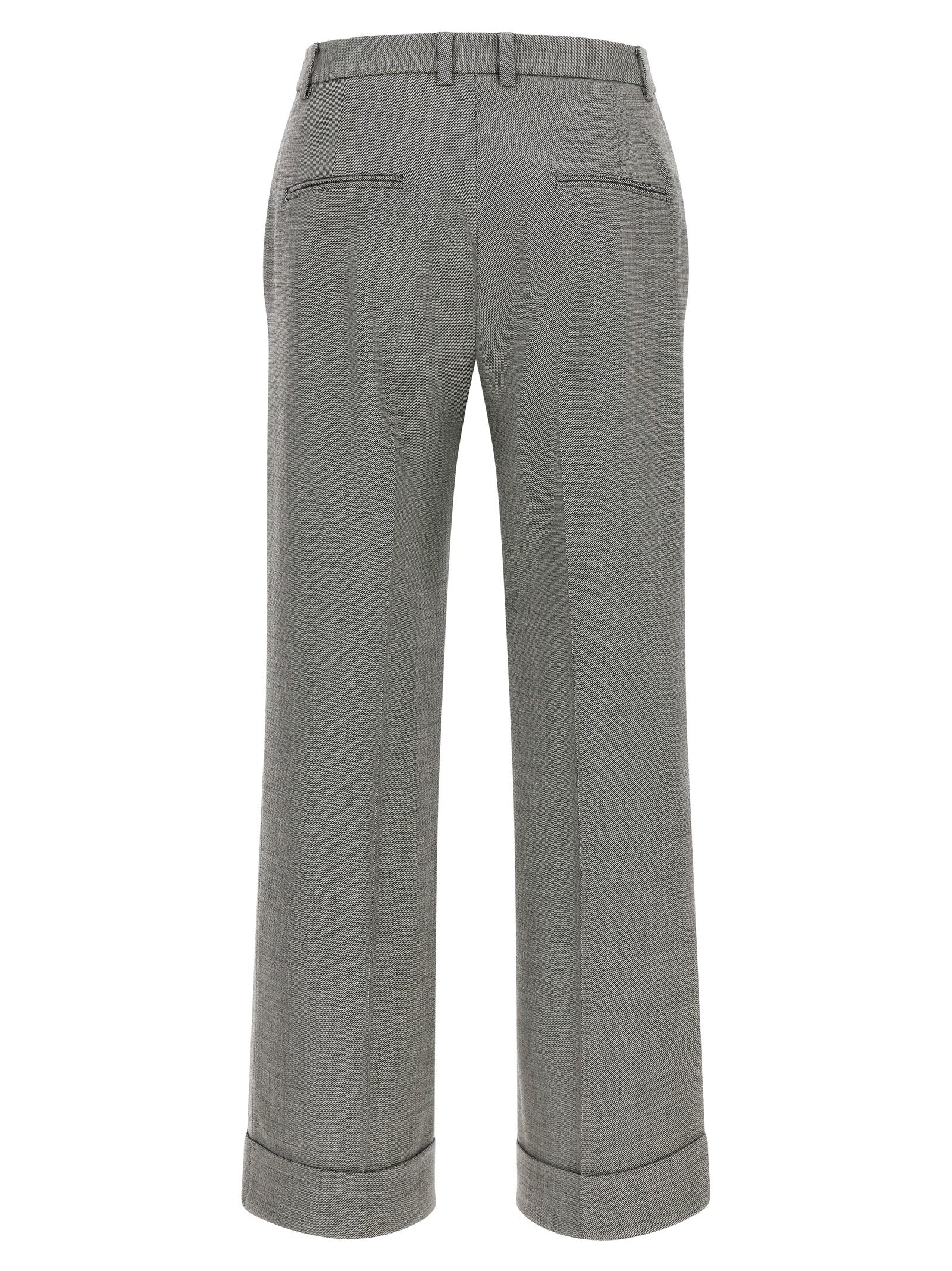 Gray Wool Flared Pants