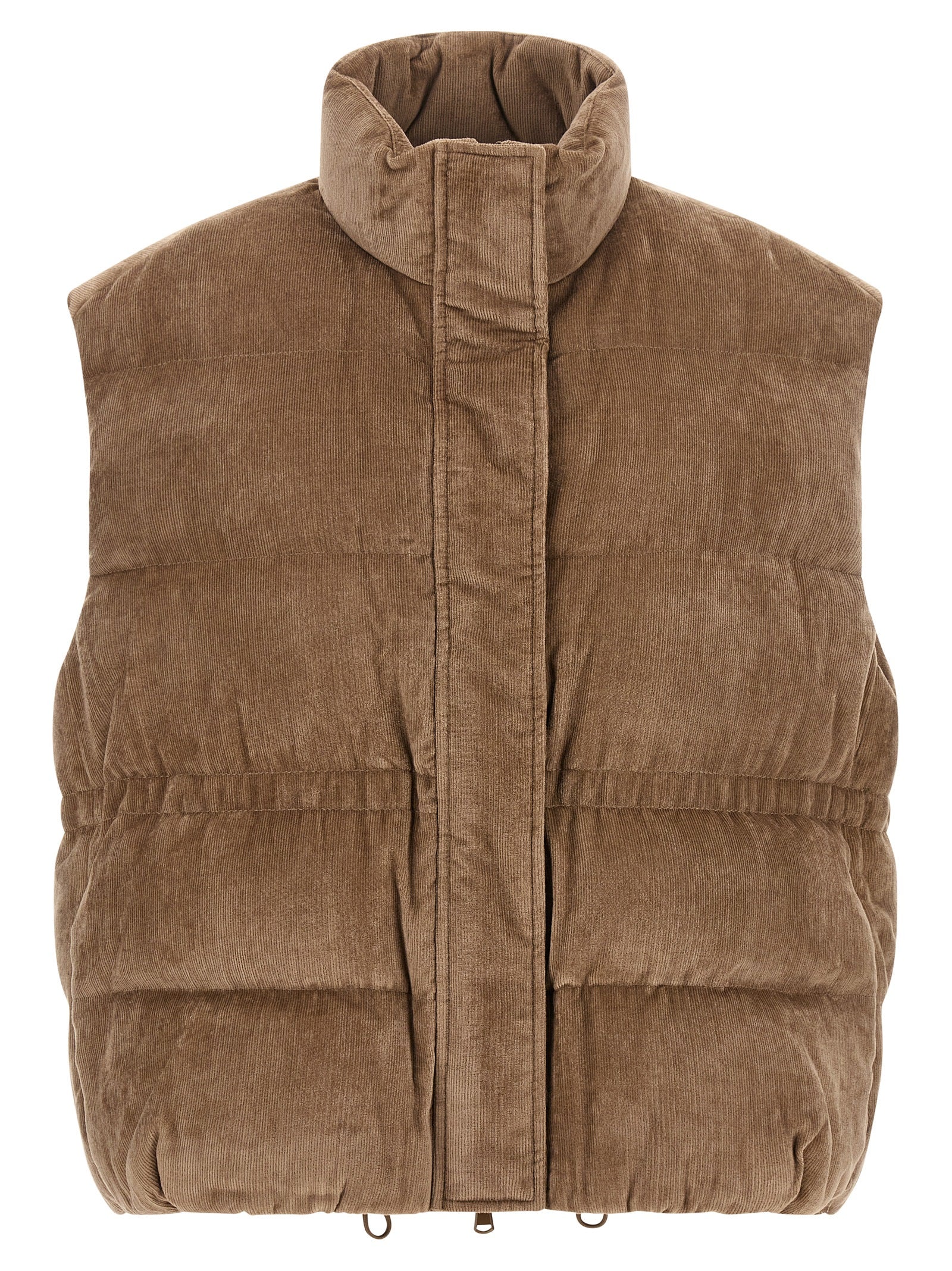 Beige Viscose Sleeveless Jacket