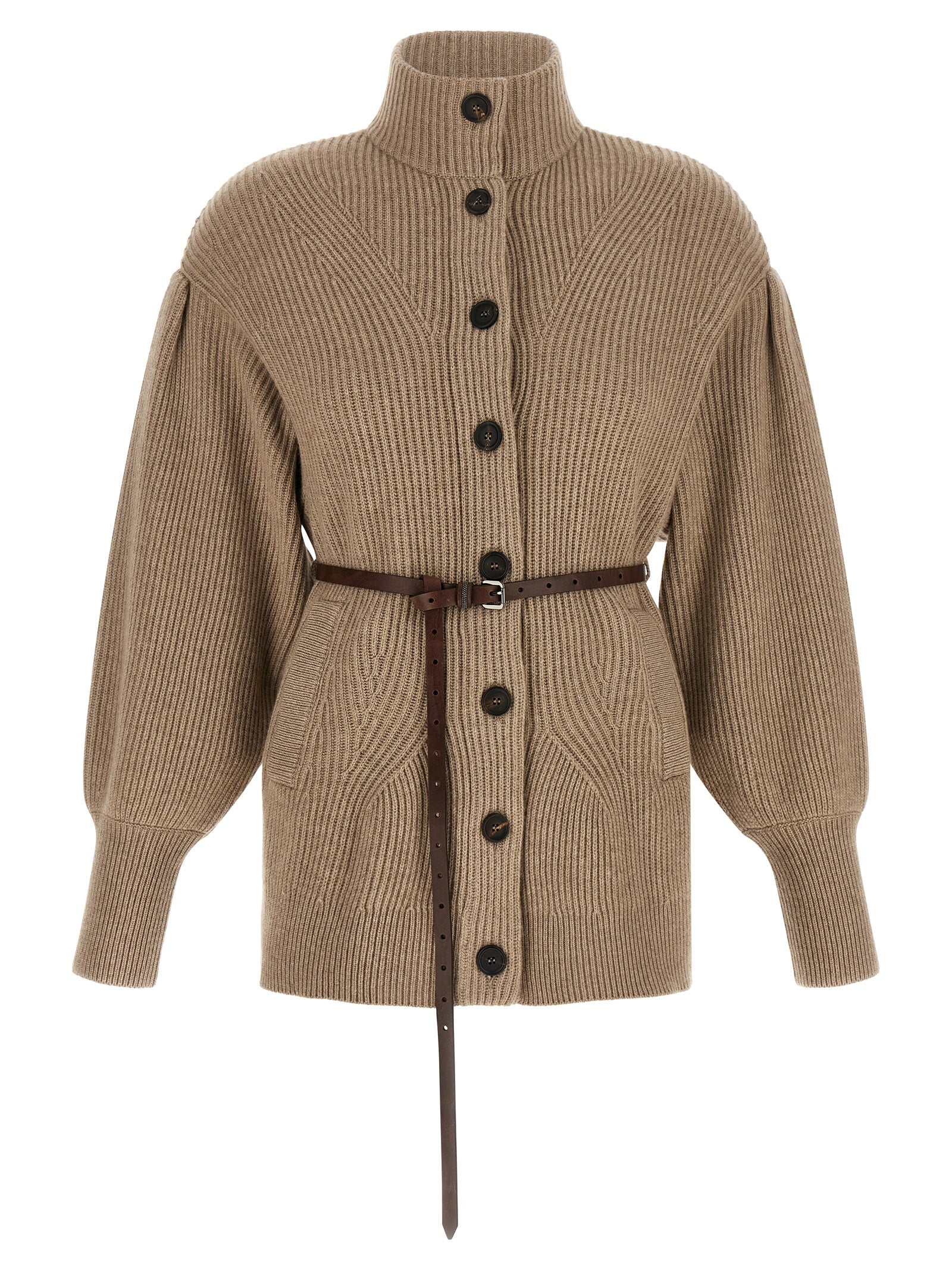 Beige Virgin Wool Cardigan