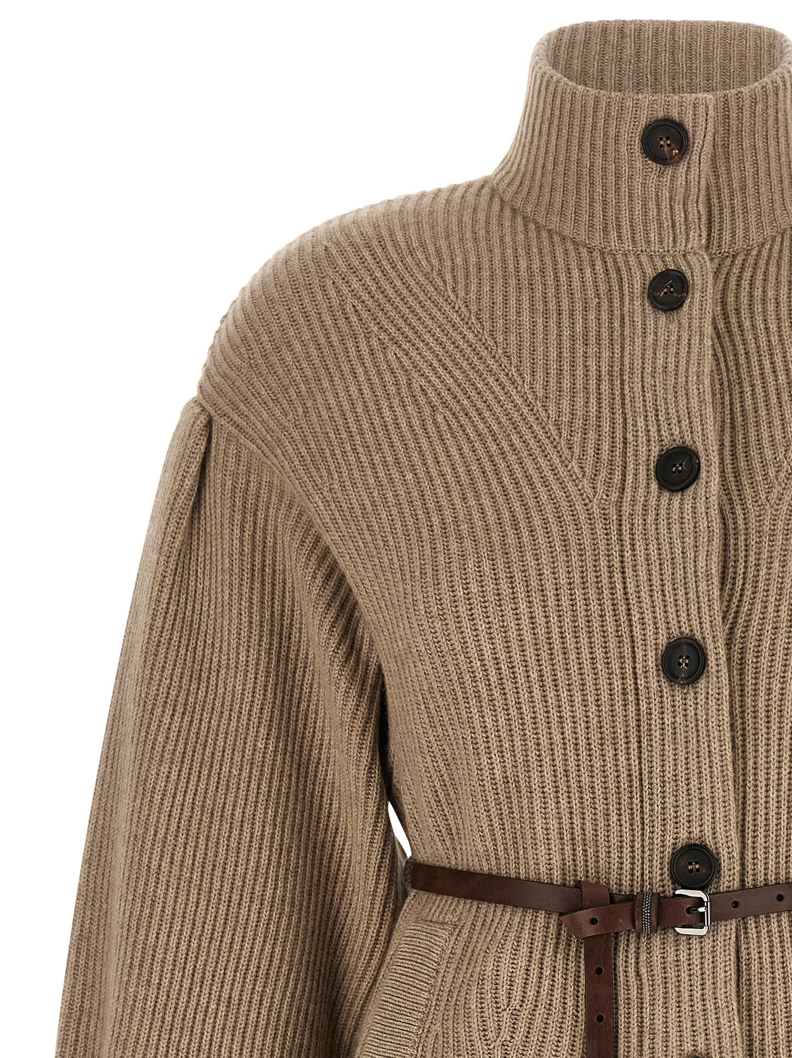 Beige Virgin Wool Cardigan