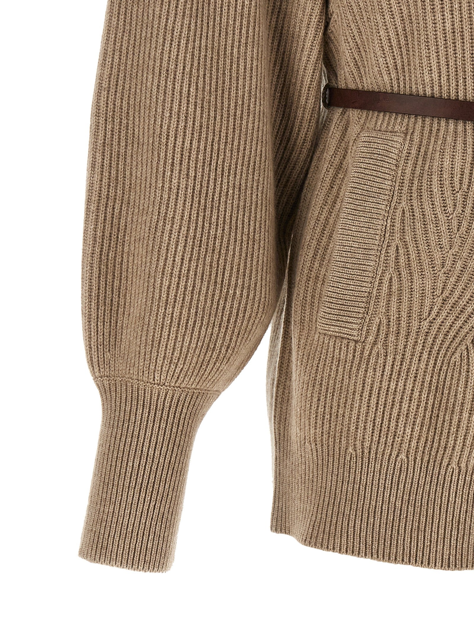 Beige Virgin Wool Cardigan
