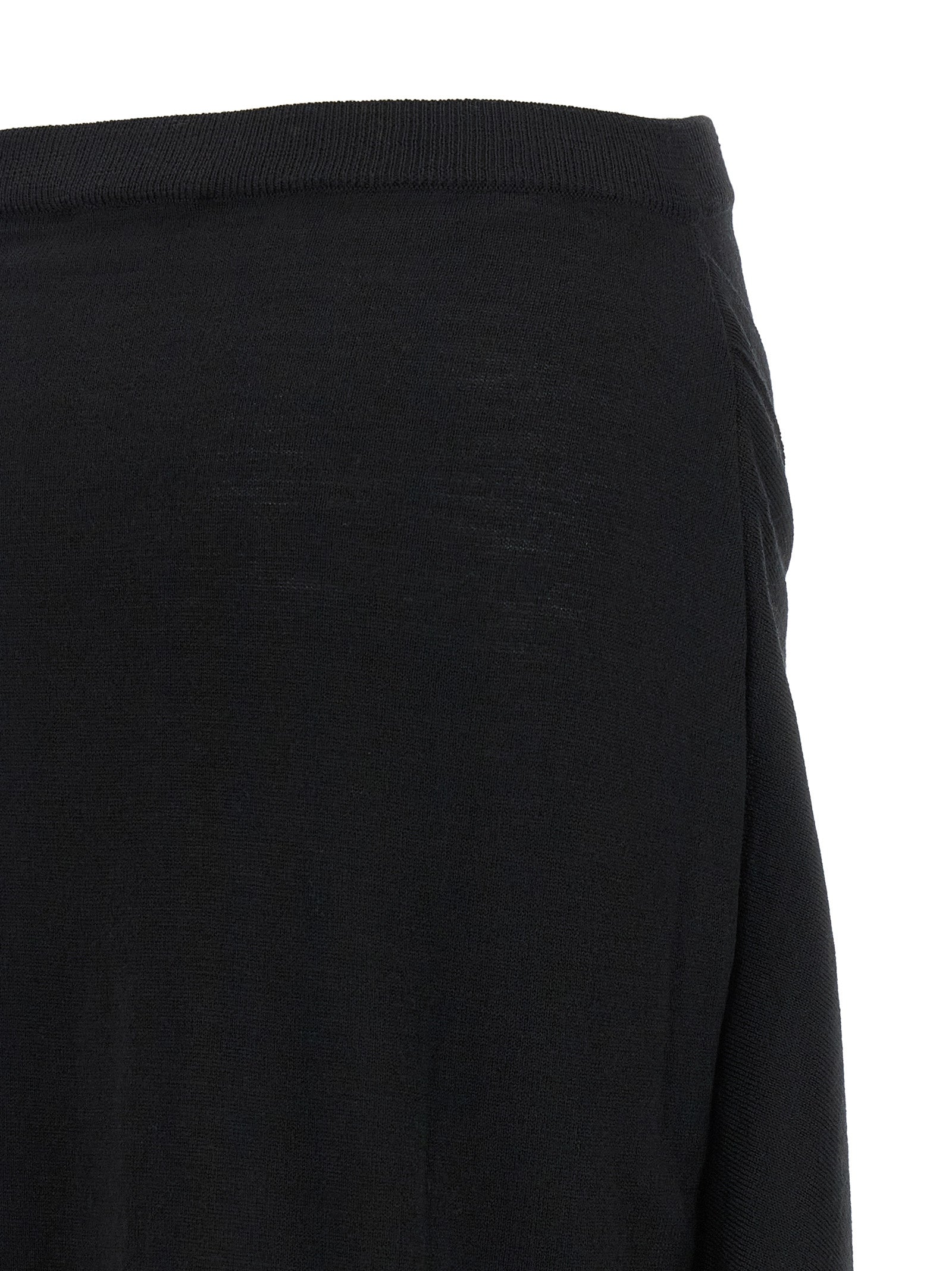 Black Wool Midi Skirt