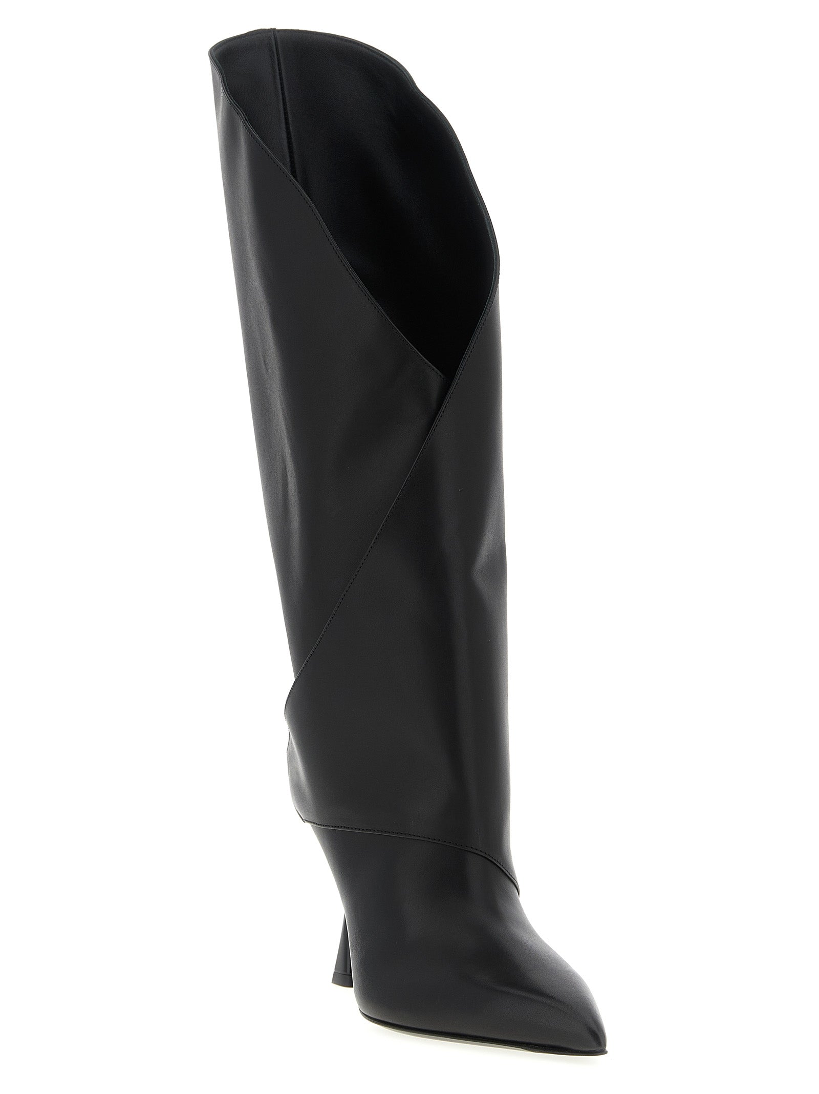 Black Calfskin Over The Knee
