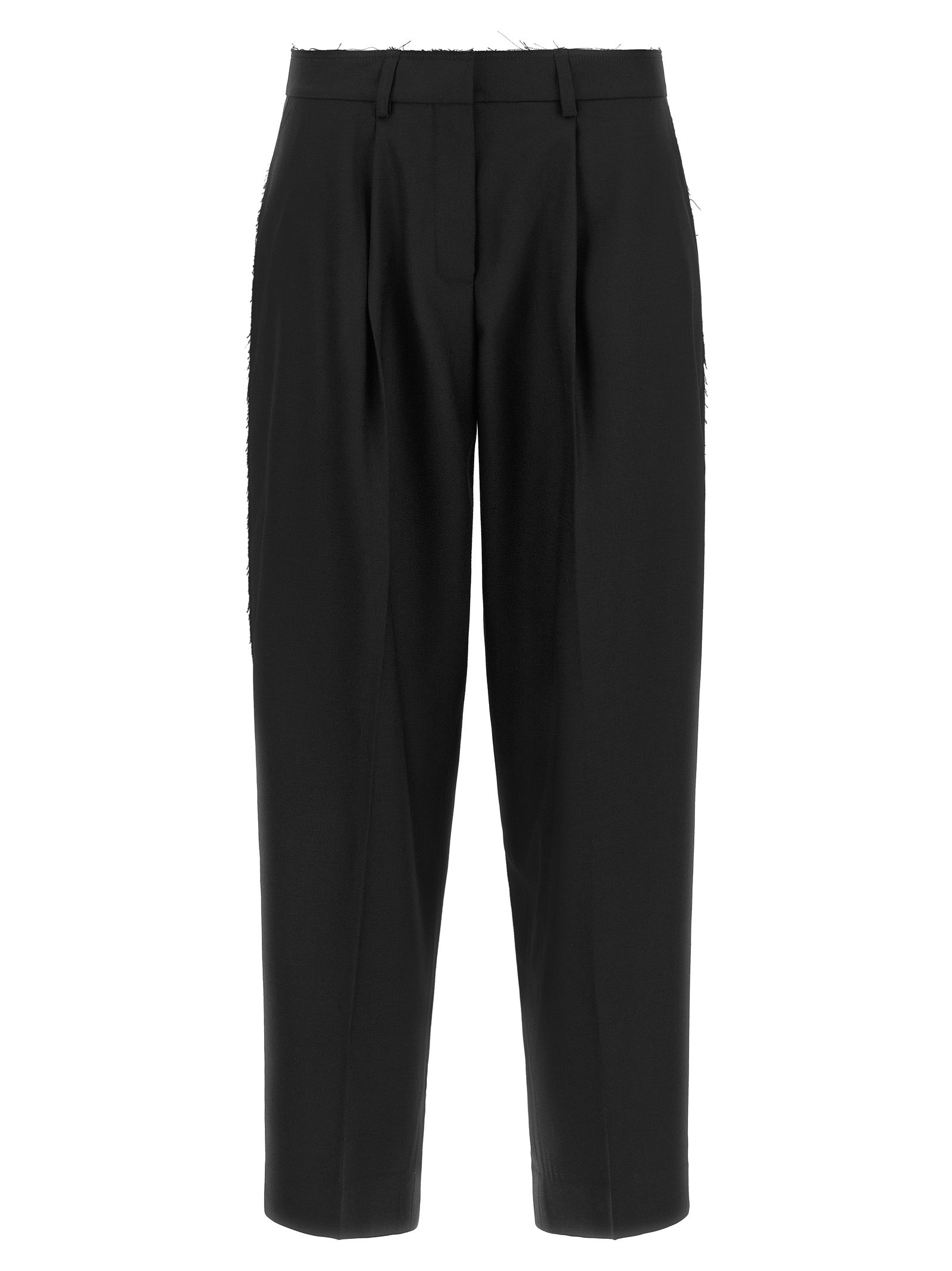 Black Wool Cropped Pants