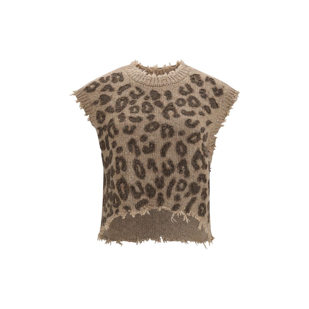 Beige Cashmere Sleeveles Sweater