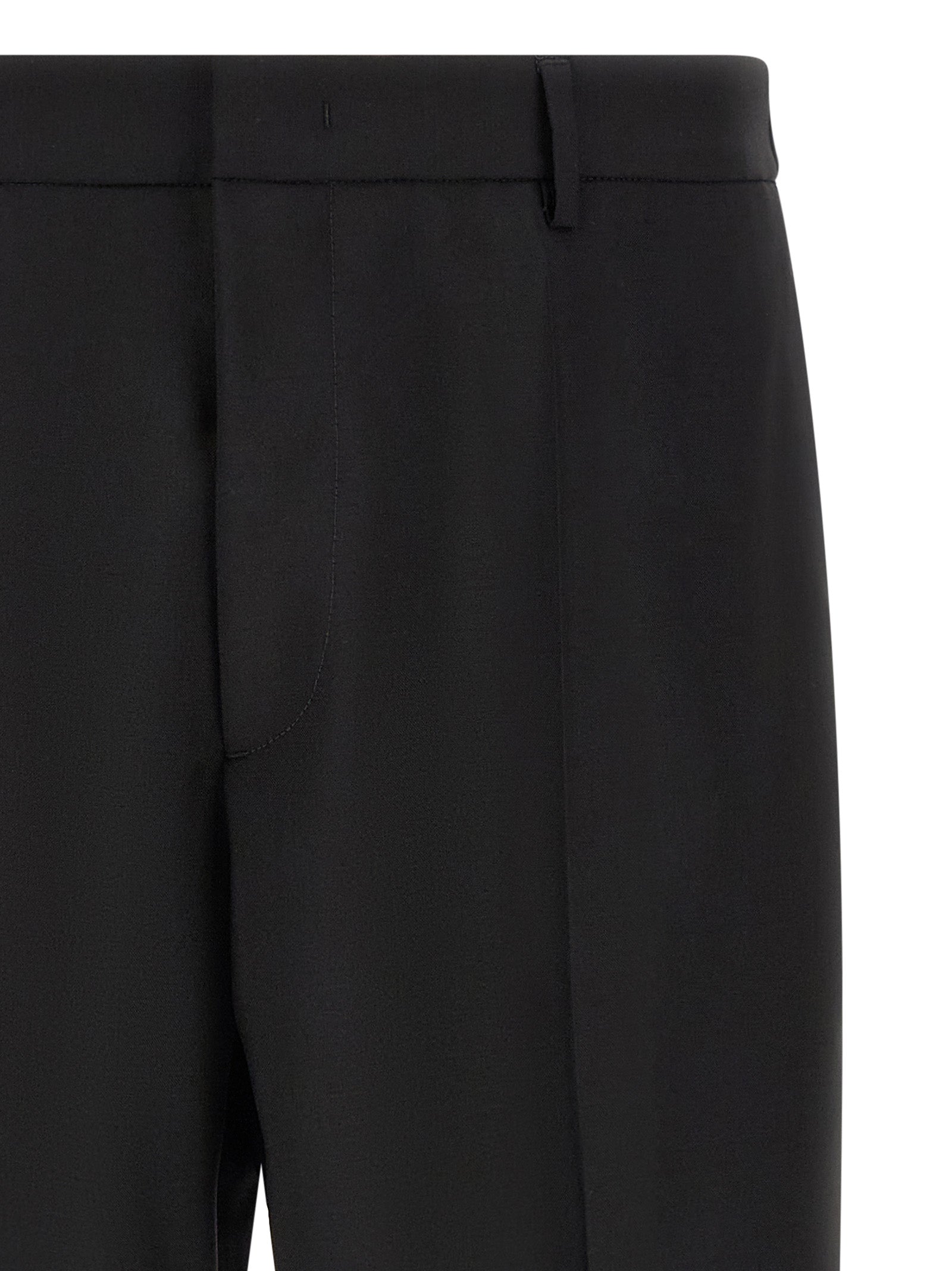 Black Virgin Wool Cropped Pants
