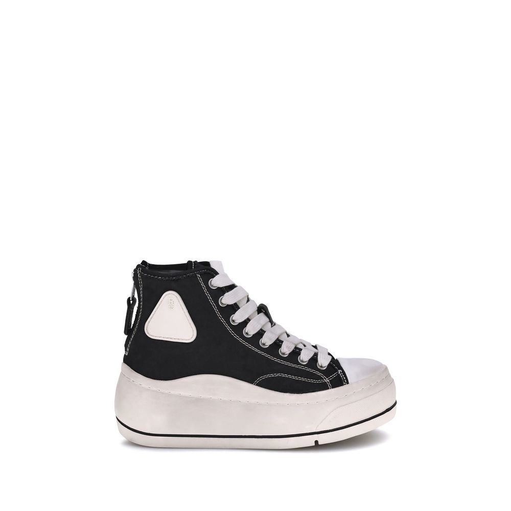 Black Cotton Platform Sneakers