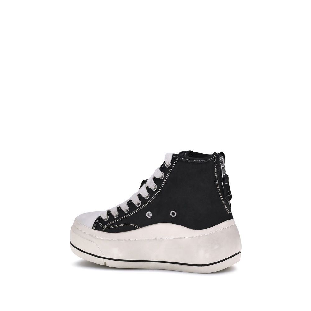 Black Cotton Platform Sneakers