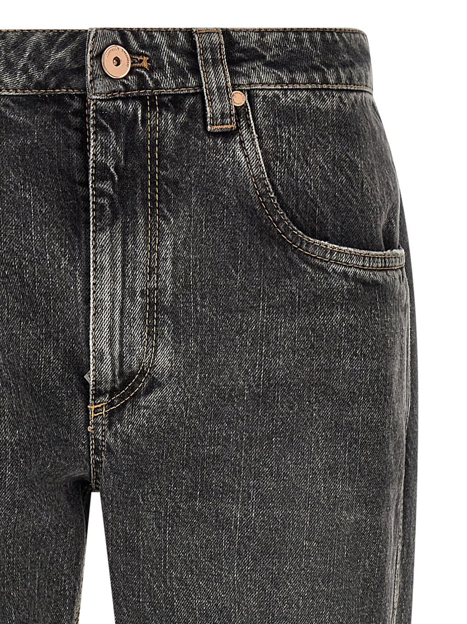 Gray Cotton Straight-Leg Jeans