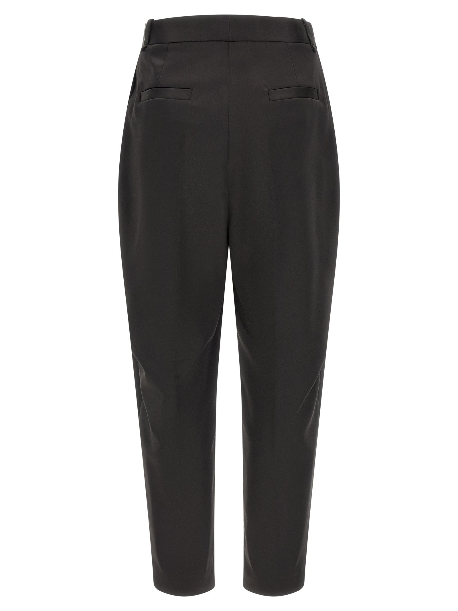 Black Polyester Cropped Pants