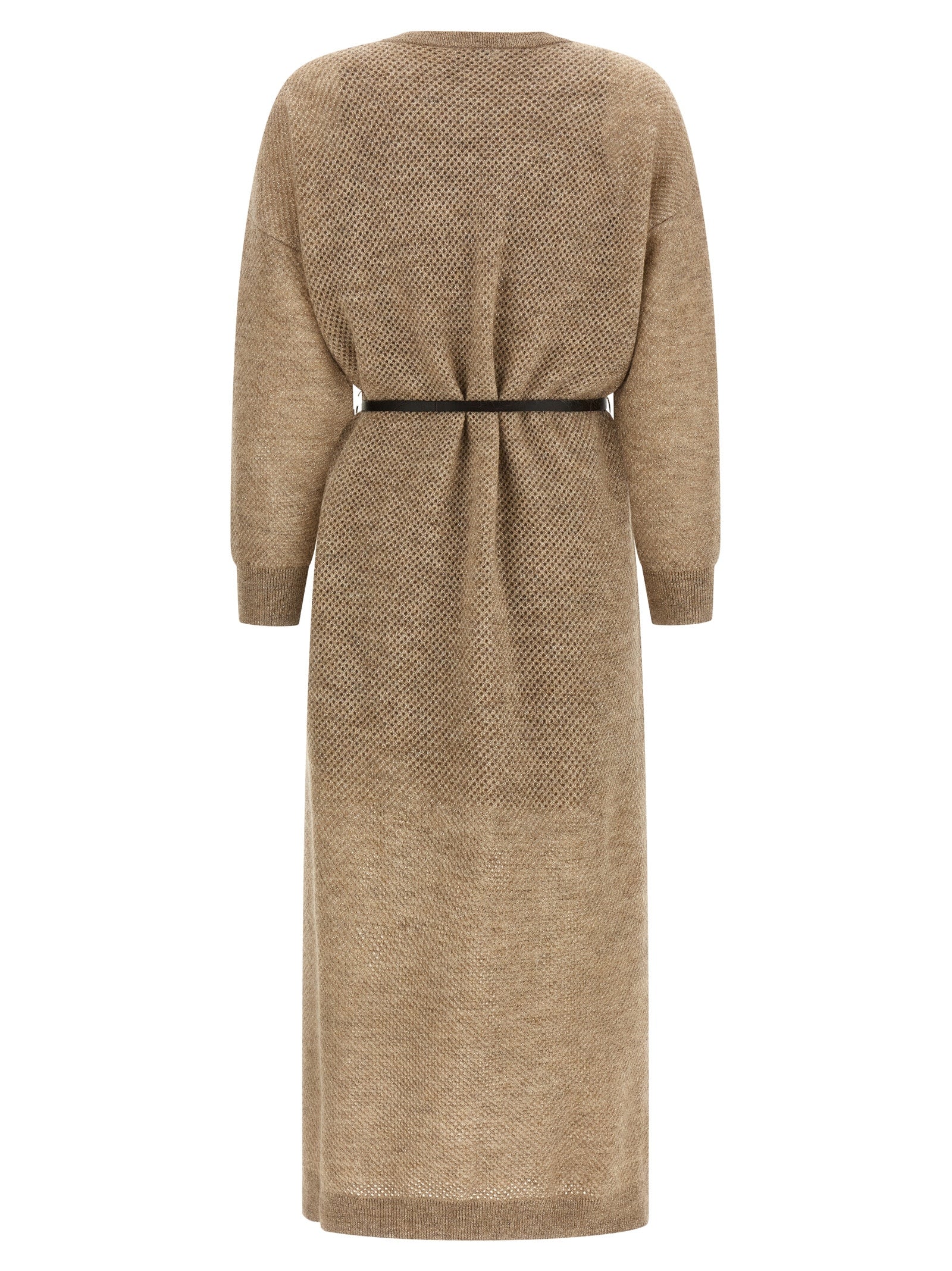 Beige Wool Midi Dress