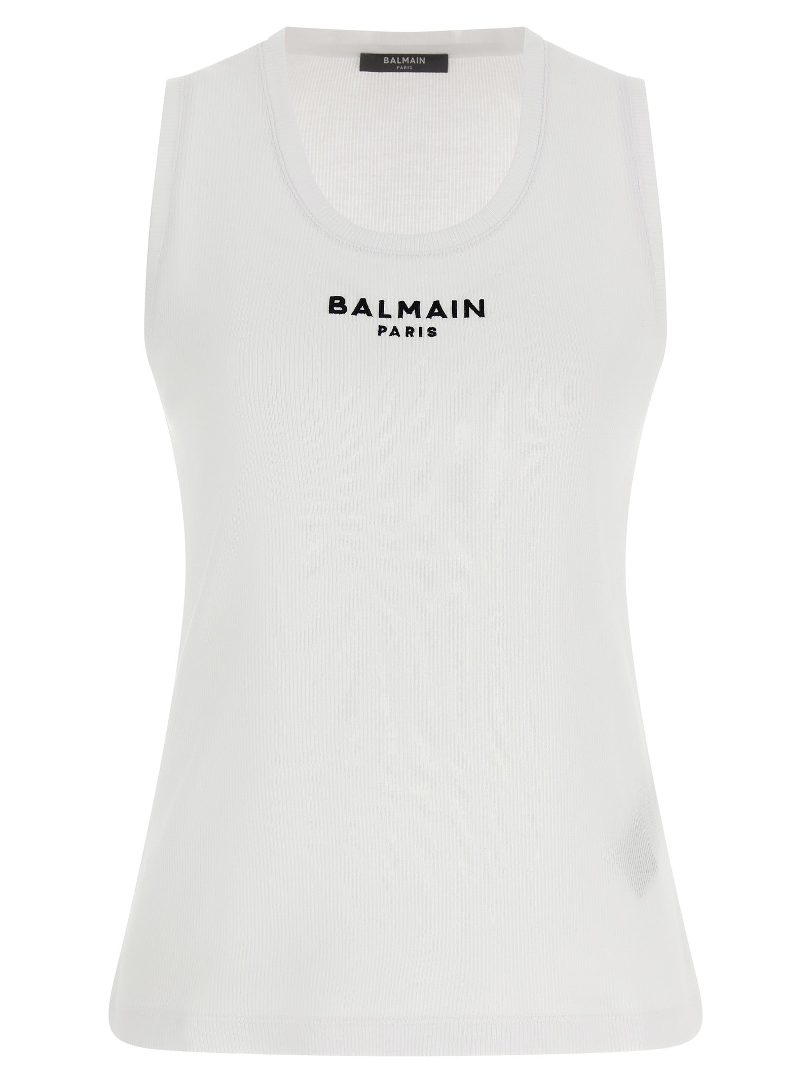 White Cotton Sleeveles T-Shirt
