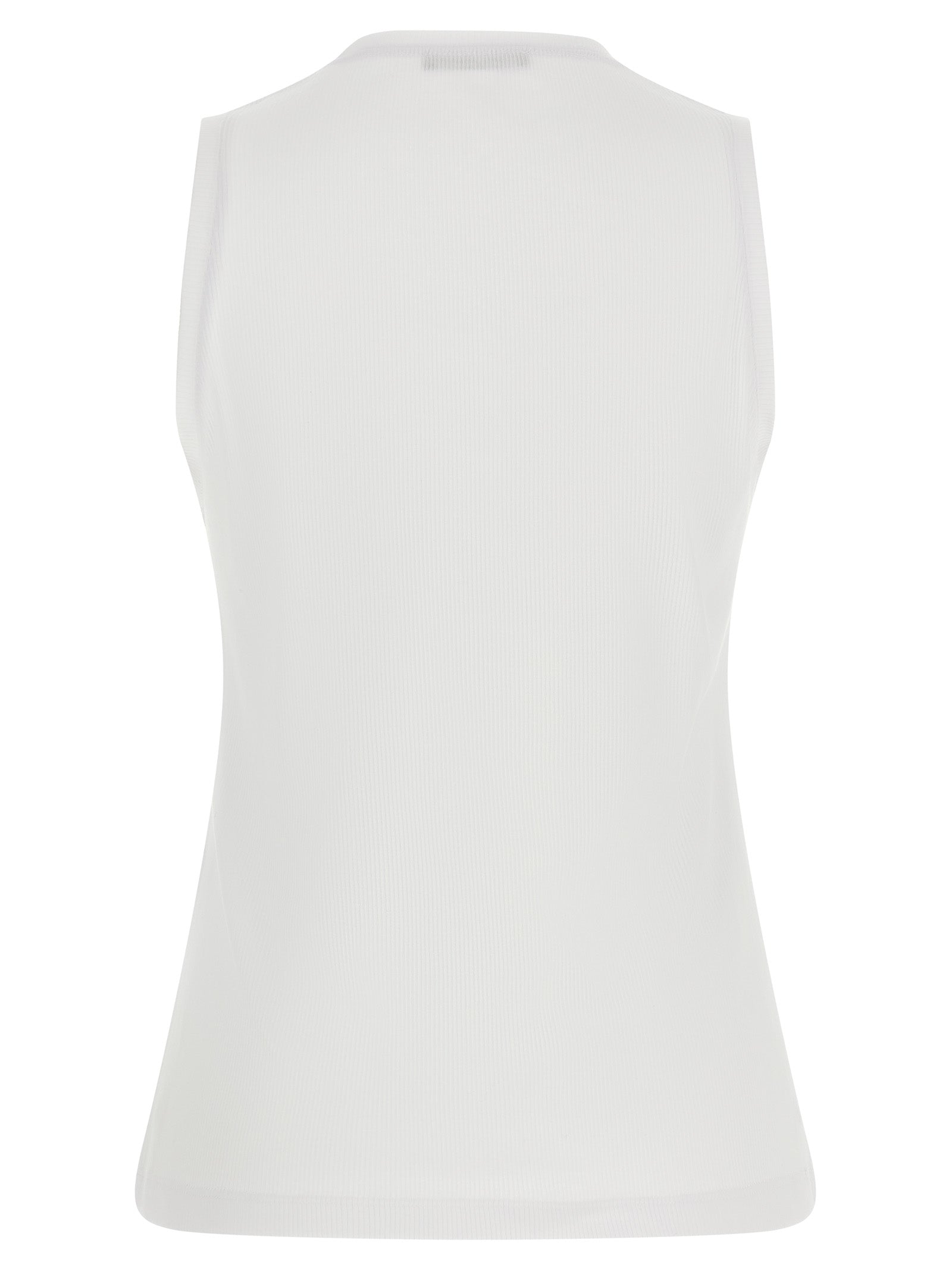 White Cotton Sleeveles T-Shirt