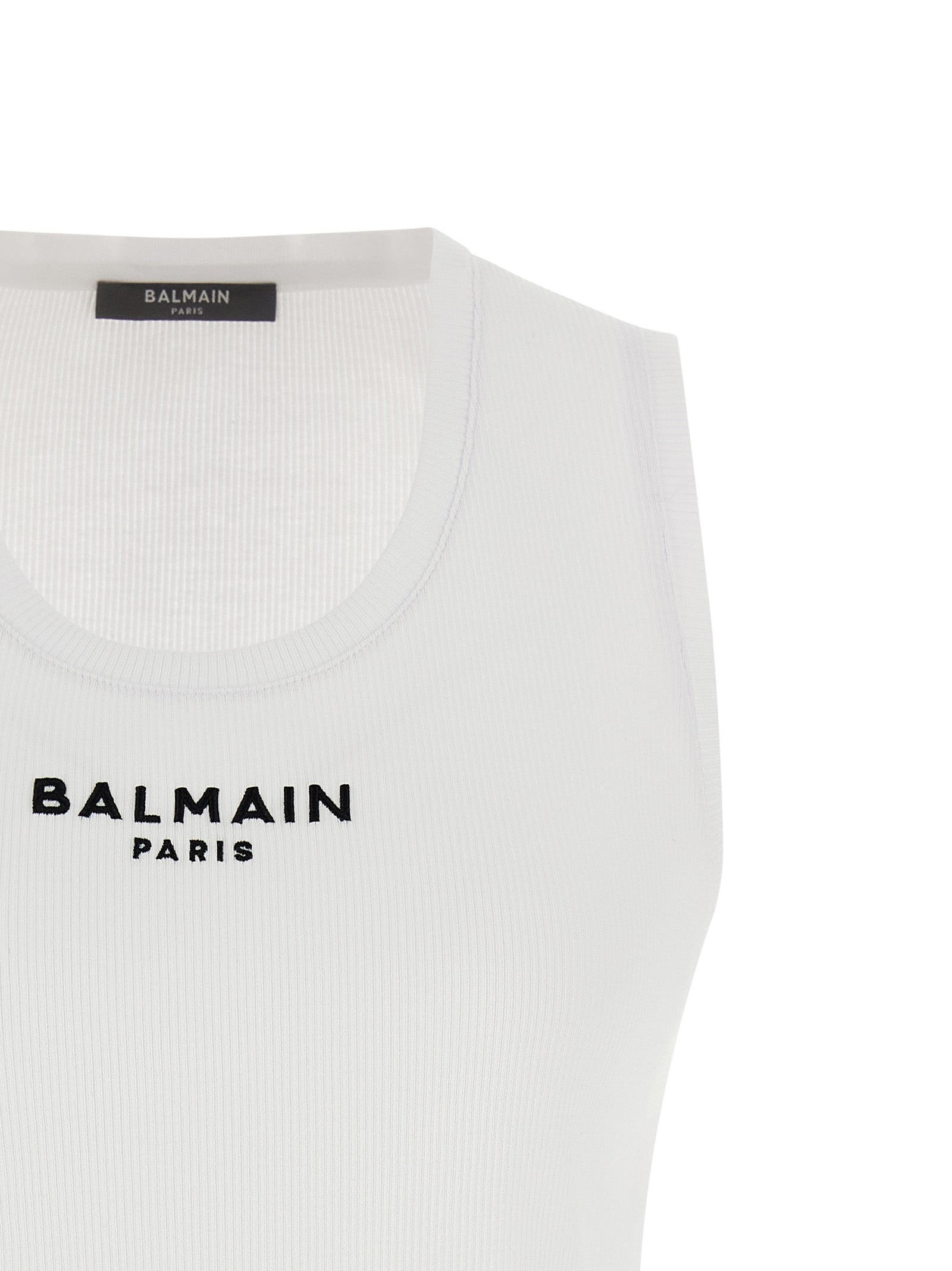 White Cotton Sleeveles T-Shirt