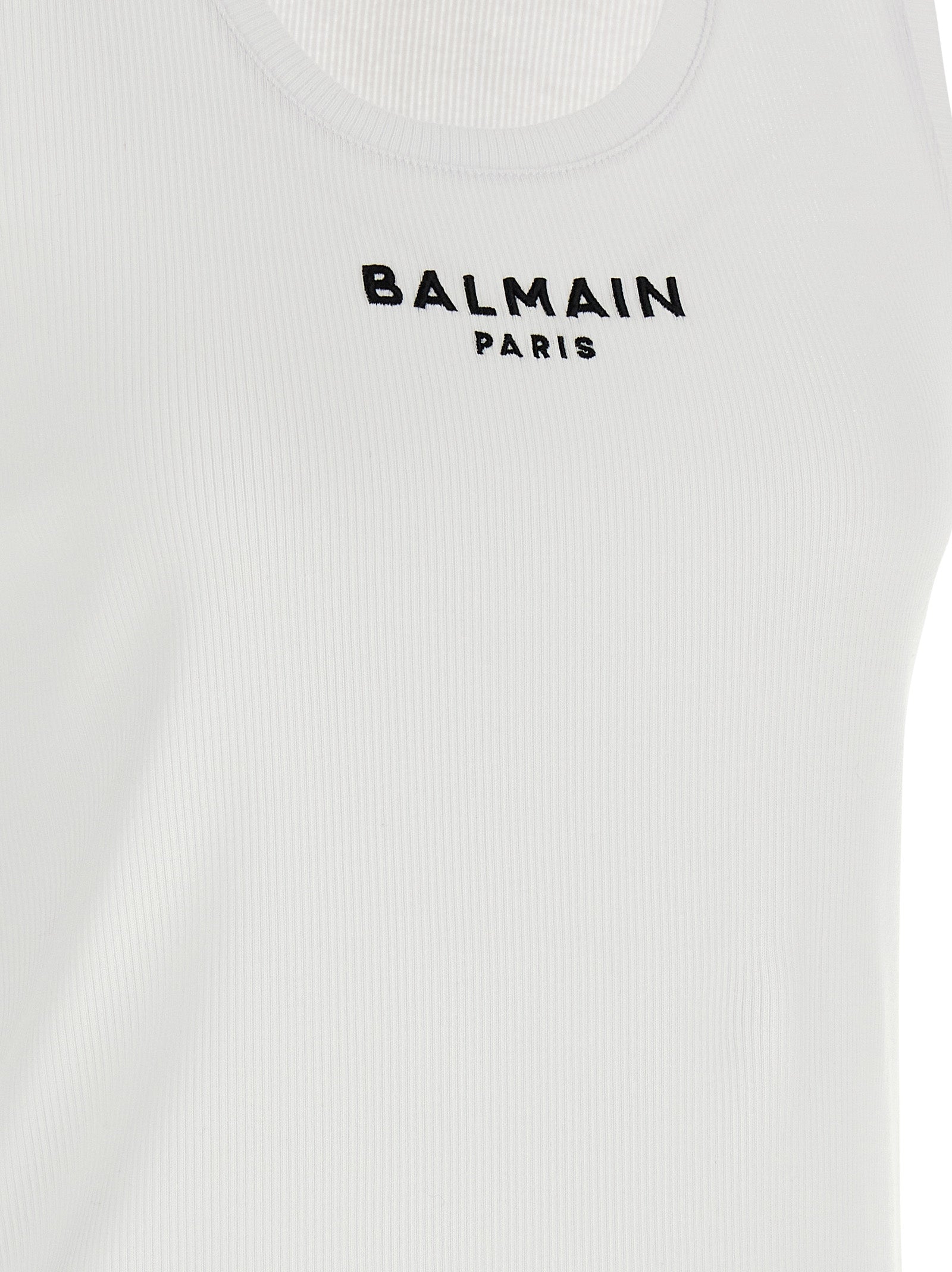 White Cotton Sleeveles T-Shirt