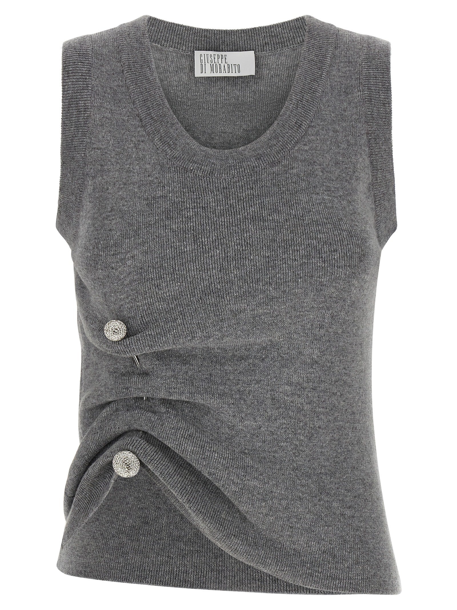 Gray Virgin Wool Sleeveles Sweater