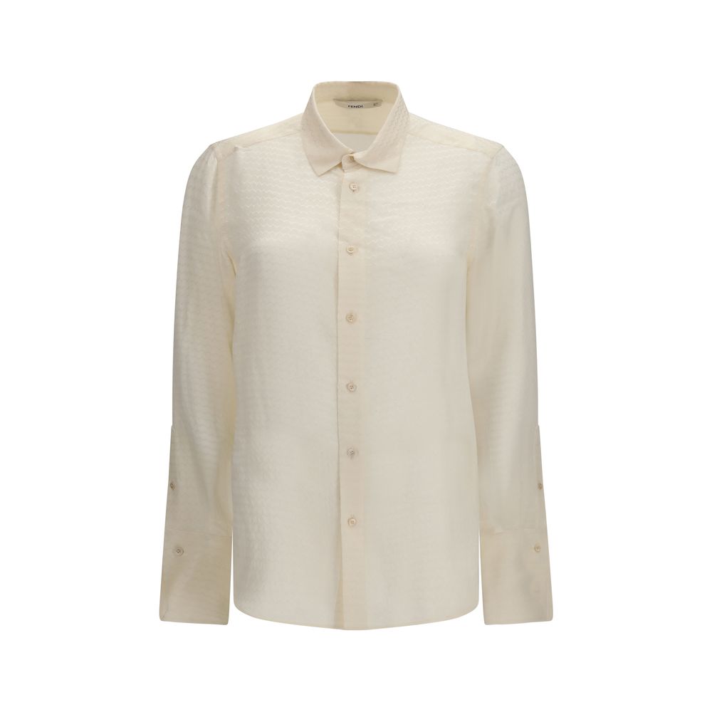 Beige Silk Pattern Shirt