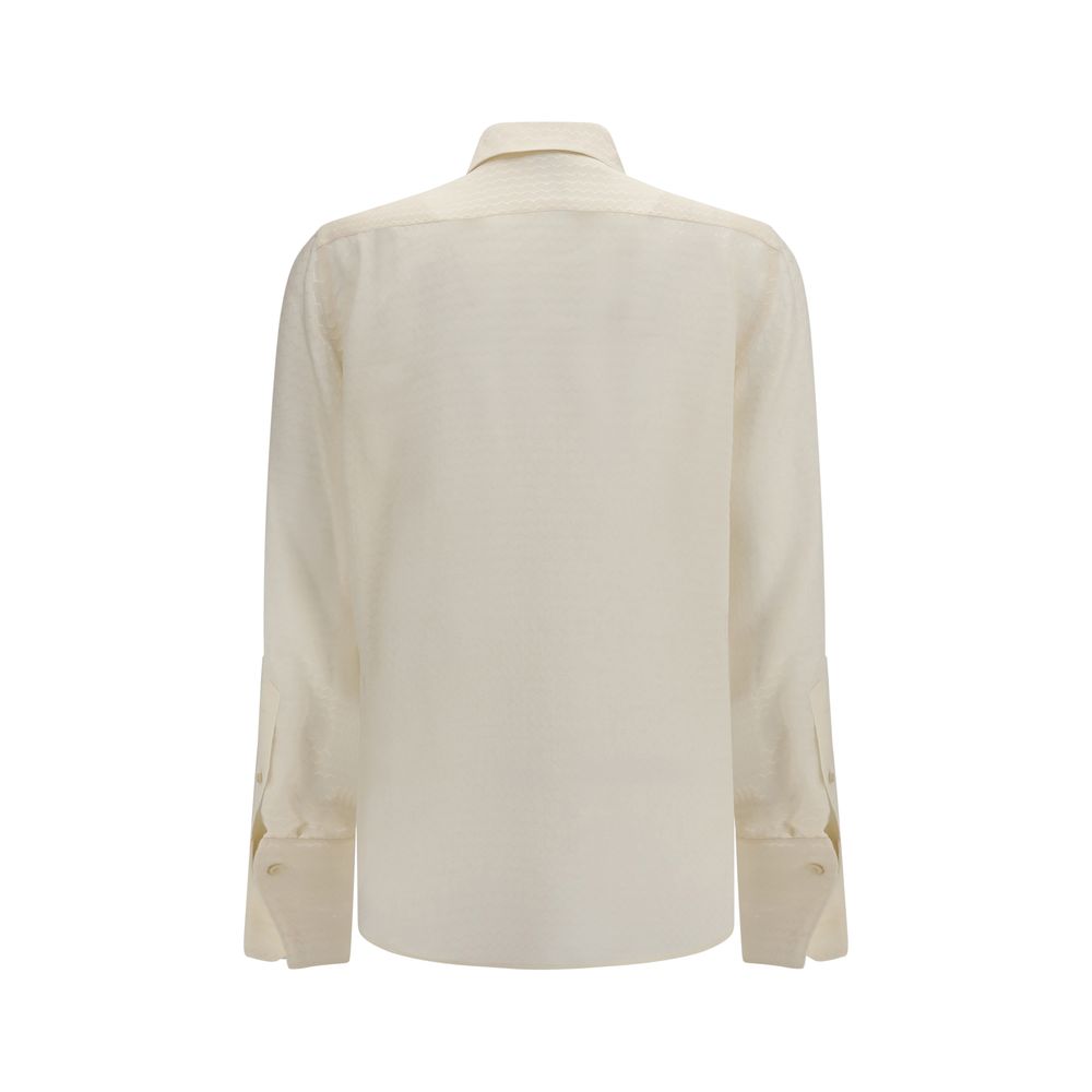 Beige Silk Pattern Shirt