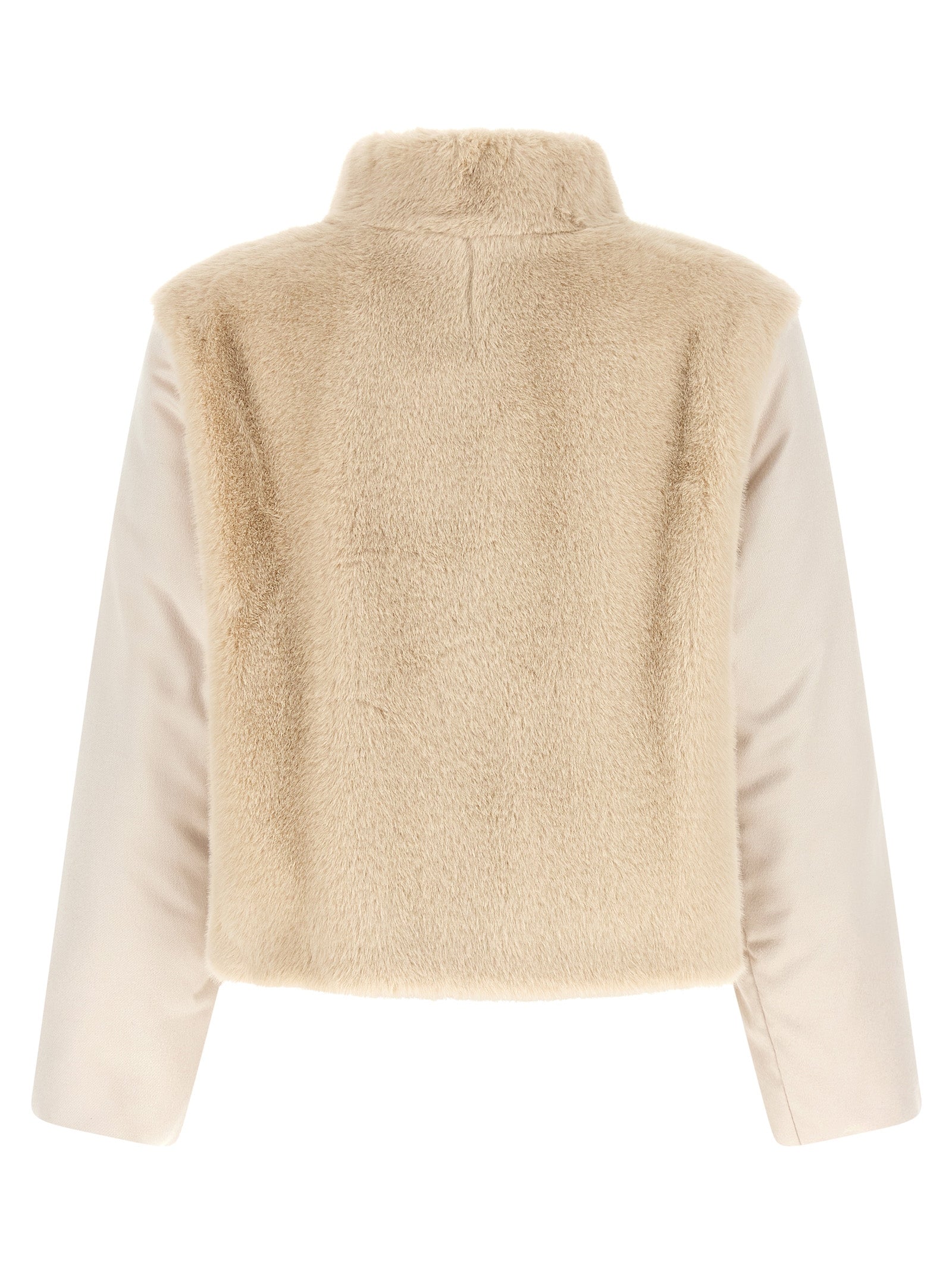 Beige Polyester Full-Length Jacket